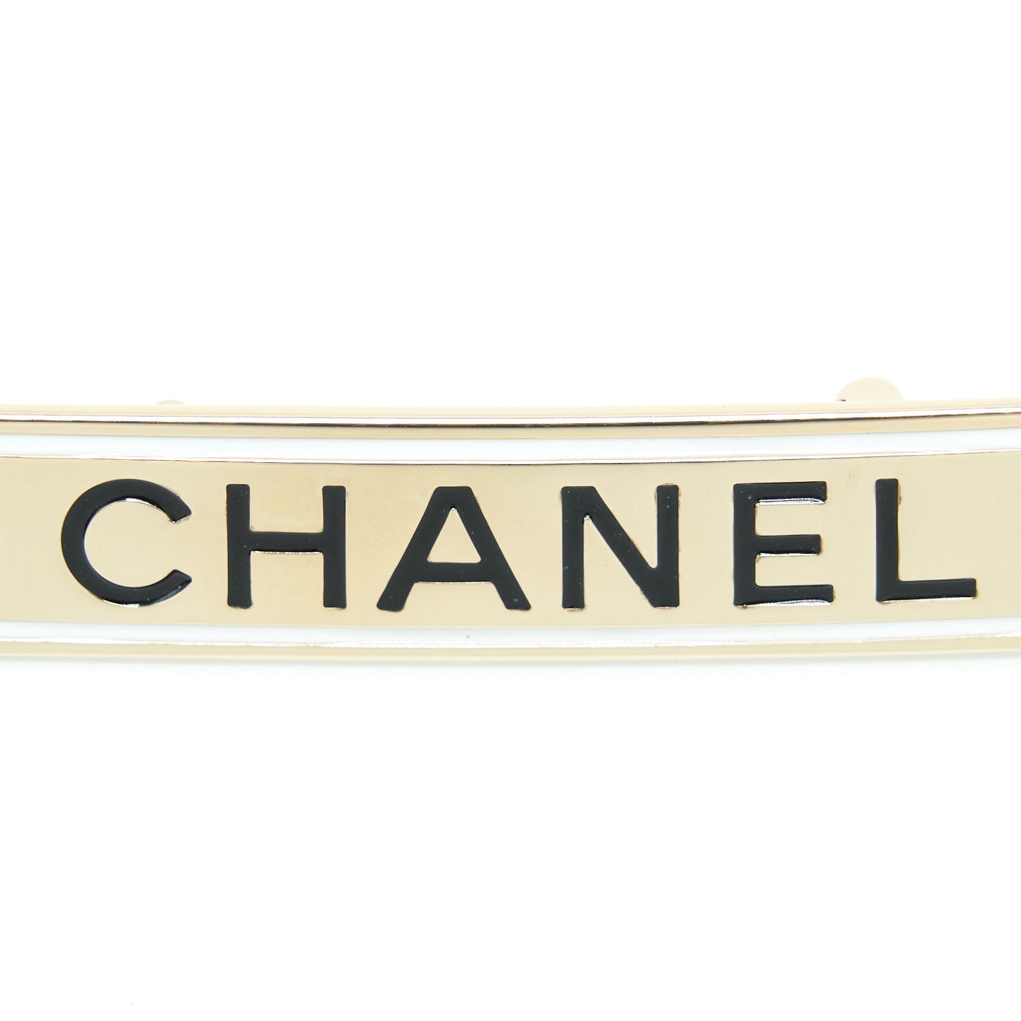 Chanel Letter Brooch Light Tone Black White Gold Handbag