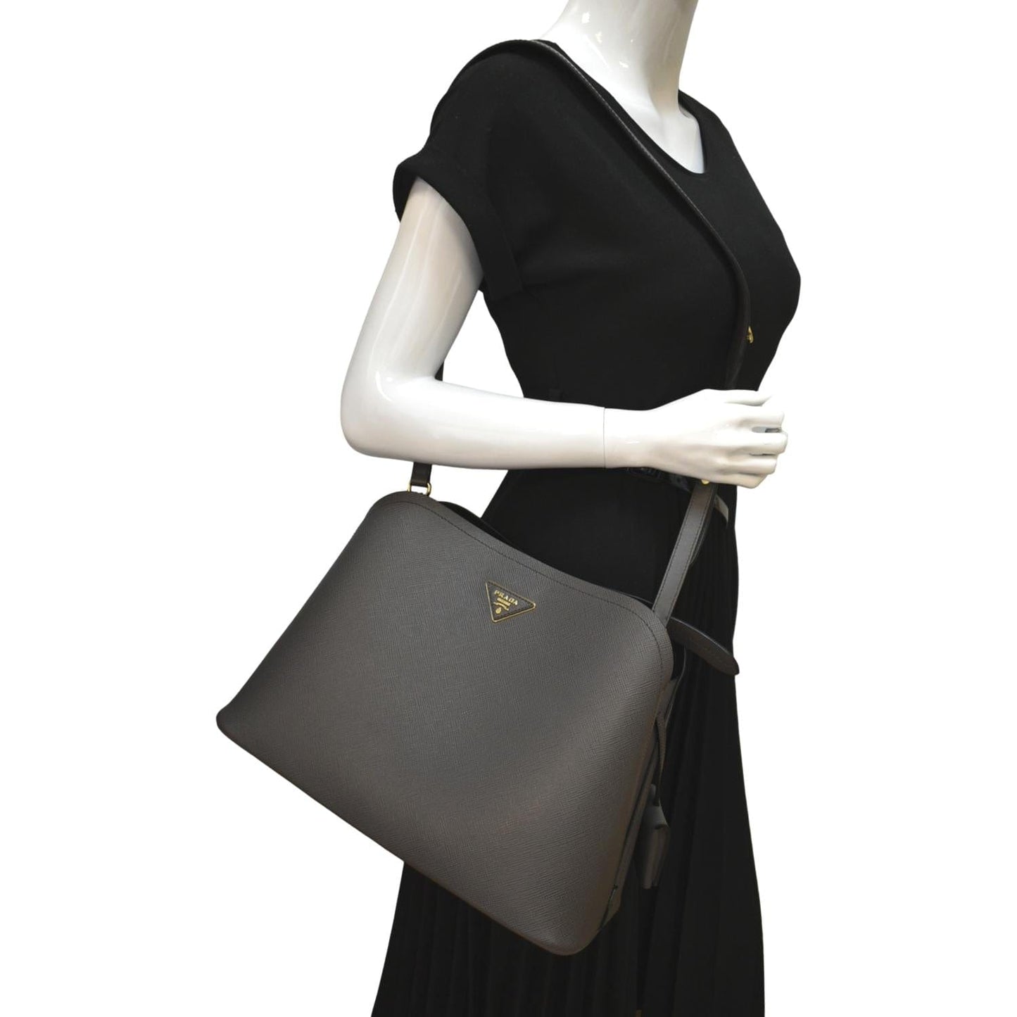 Prada Matinee Shoulder Bag Fumo Leather Saffiano