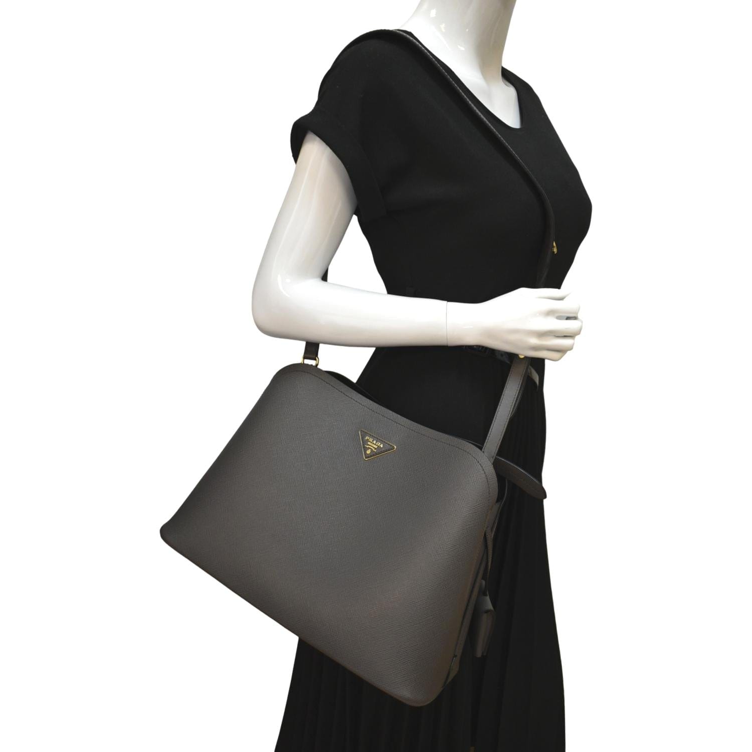 Prada Matinee Shoulder Bag Fumo Leather Saffiano