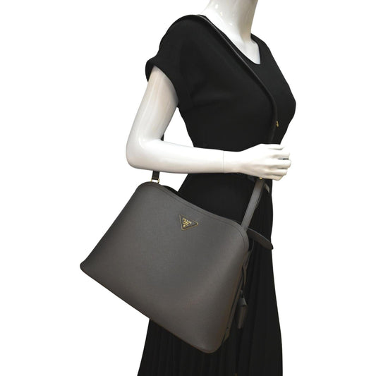 Prada Matinee Shoulder Bag Fumo Leather Saffiano