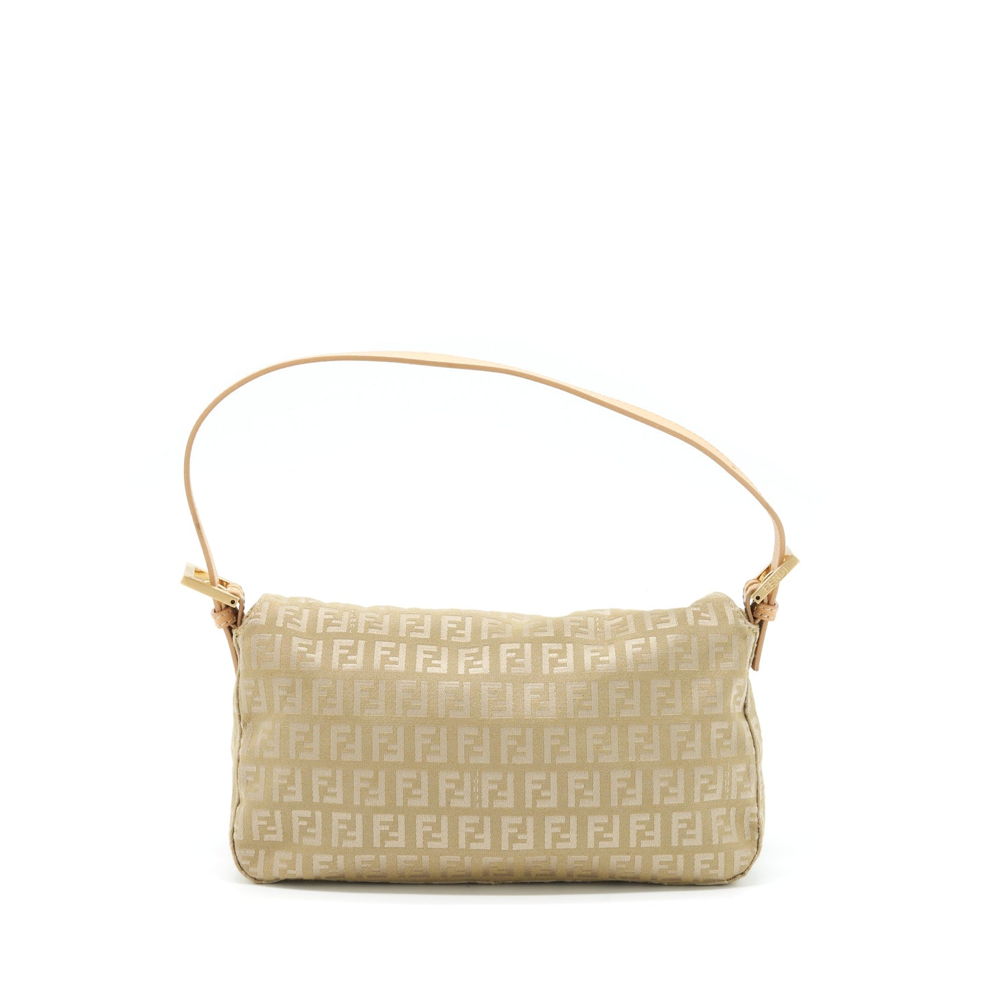 Fendi Baguette Fabric Handbag Beige Shoulder Bag