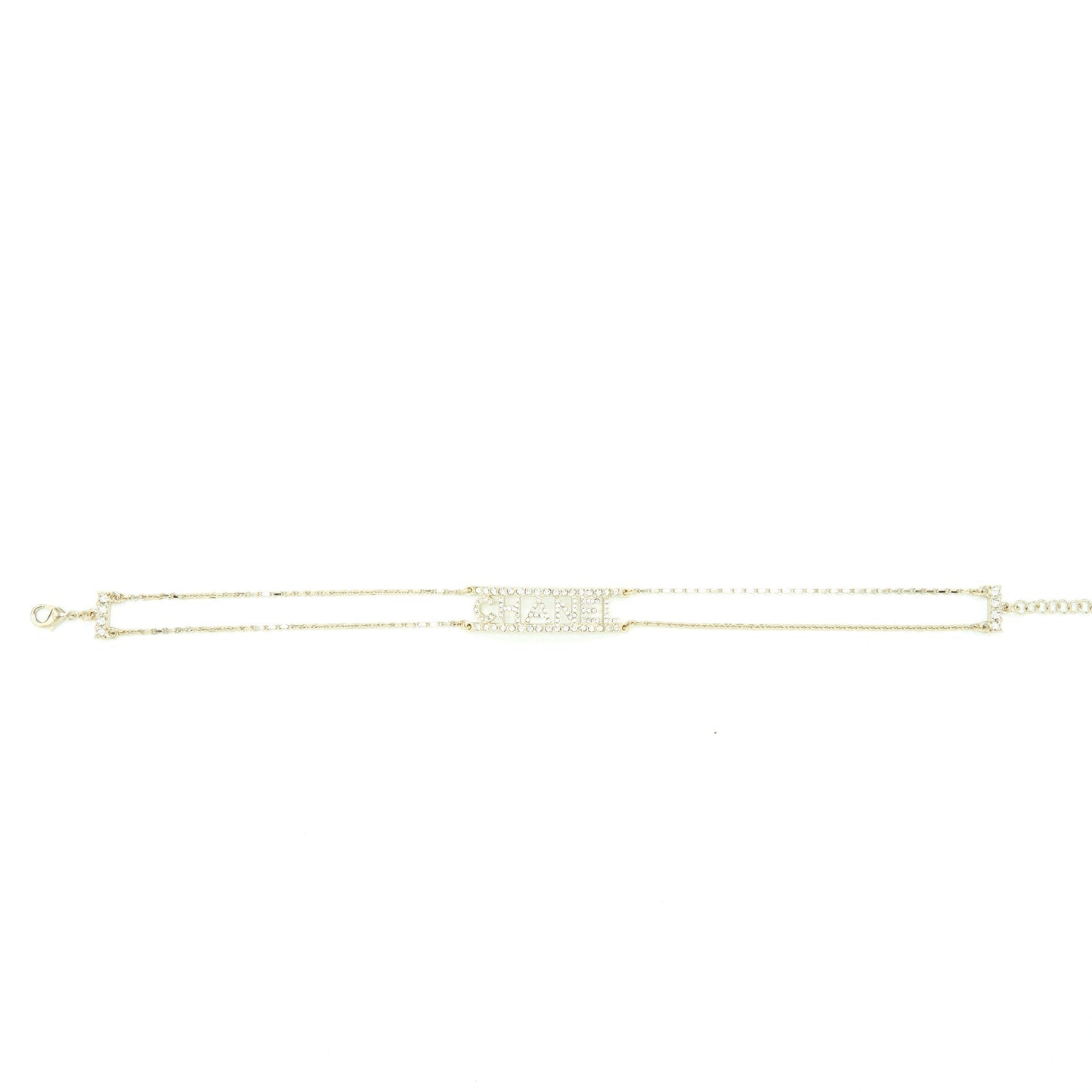 Chanel 22S Crystals Letter Choker Light Tone Gold Handbag