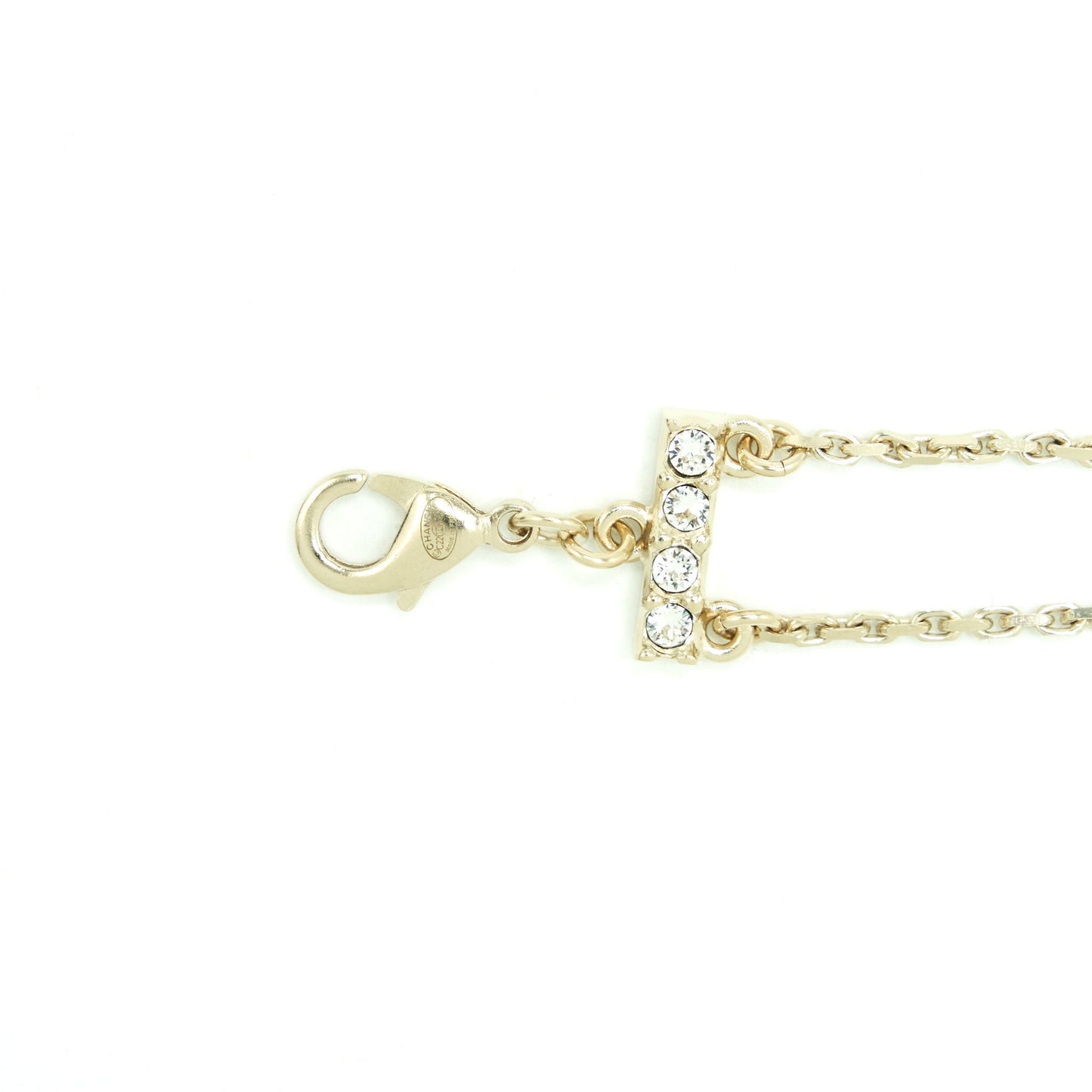 Chanel 22S Crystals Letter Choker Light Tone Gold Handbag