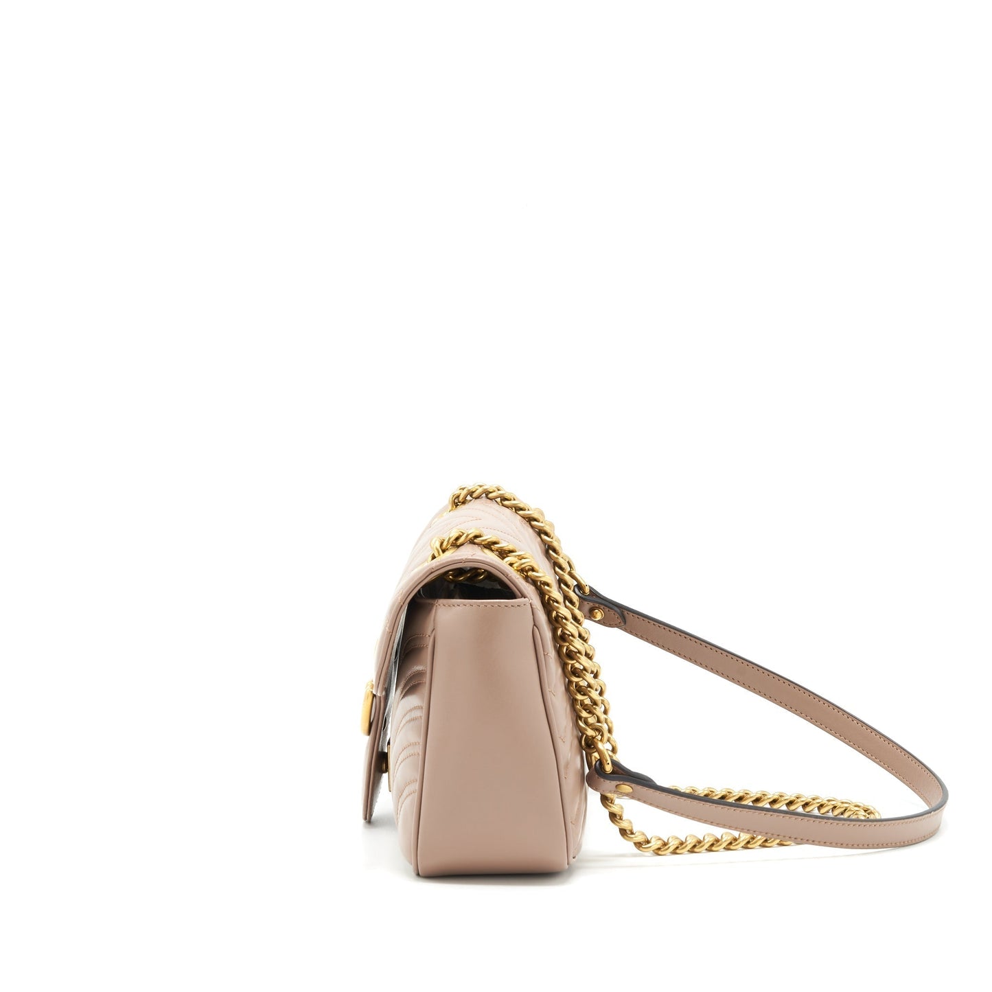 Gucci Marmont Dusty Matelass Shoulder Bag Pink Small