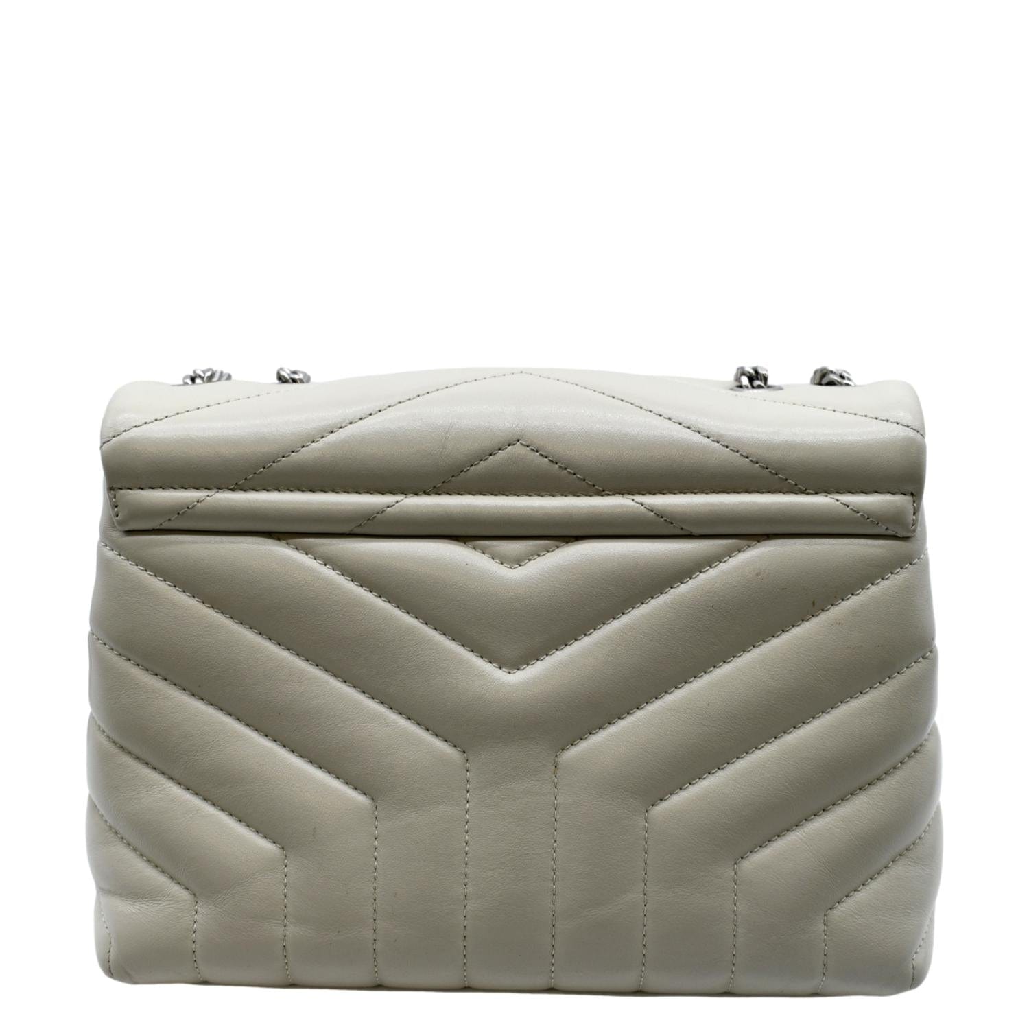YSL Saint Laurent Yves Loulou Crossbody Bag Ivory Leather Quilted Toy