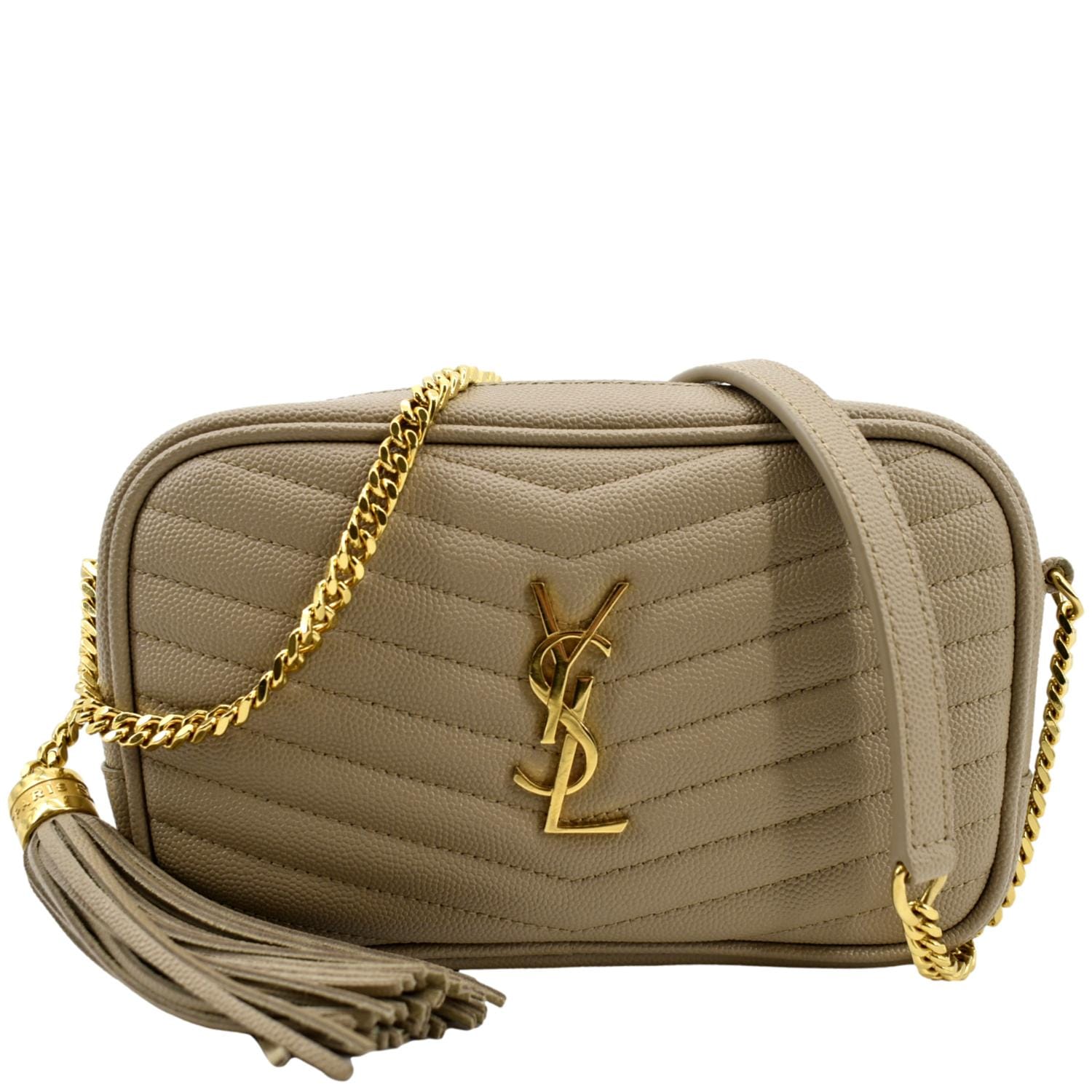 YSL Saint Laurent Yves Lou Grain De Poudre Camera Bag Beige Mini Shoulder Bag