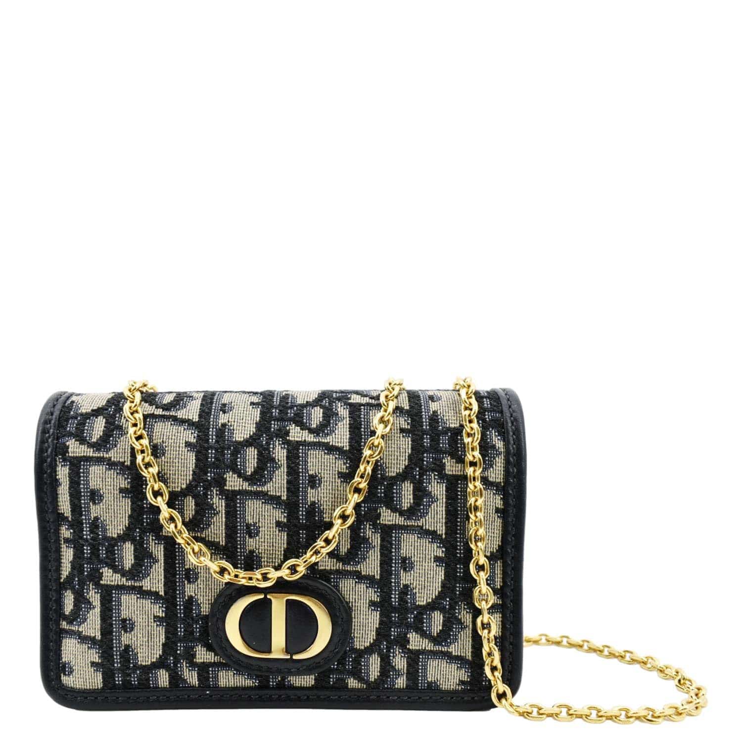 Dior Montaigne Oblique Jacquard Pouch Navy Handbag Blue Travel Bag