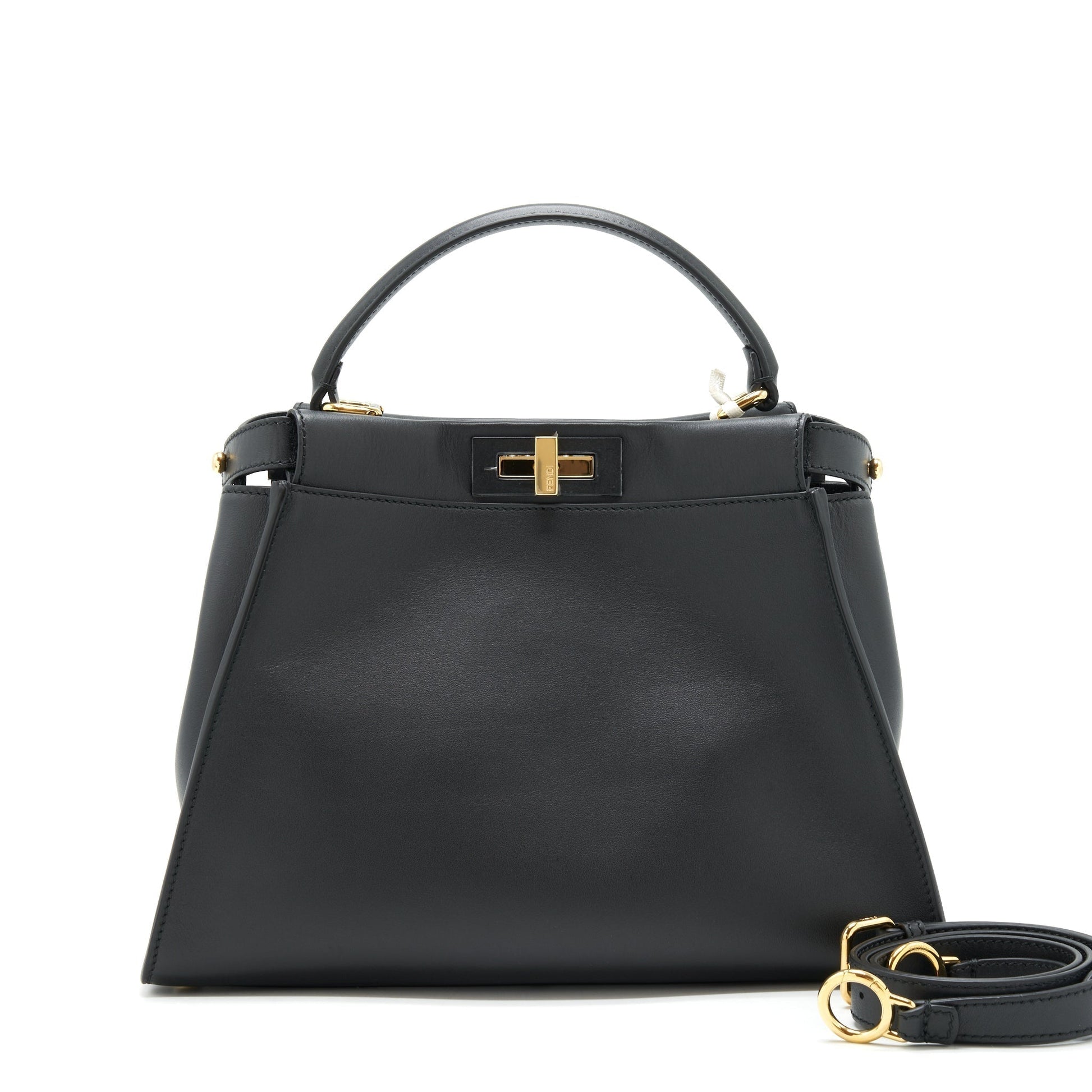 Fendi Peekaboo Calfskin With Handbag Black Medium Travel Bag