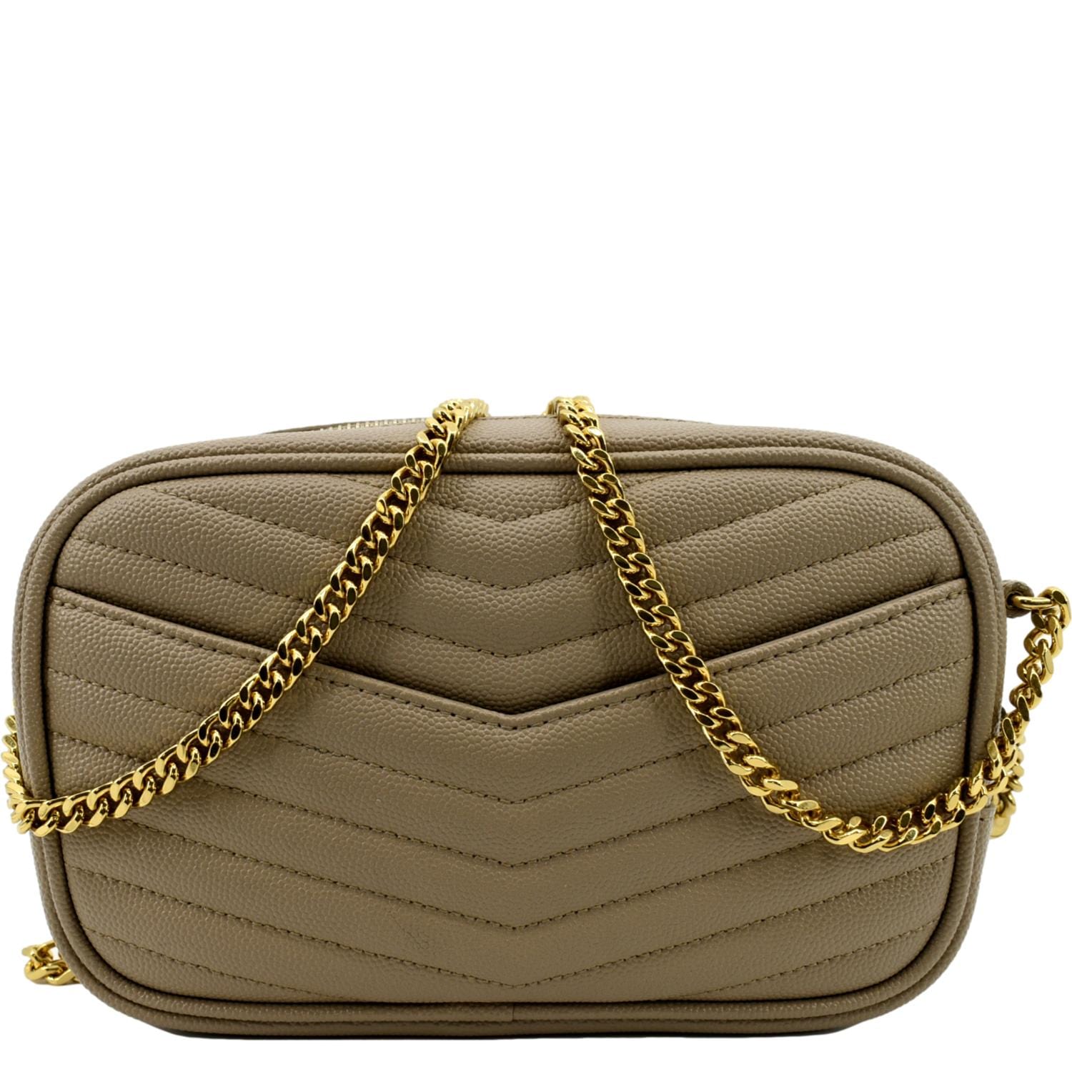 YSL Saint Laurent Yves Lou Grain De Poudre Camera Bag Beige Mini Shoulder Bag