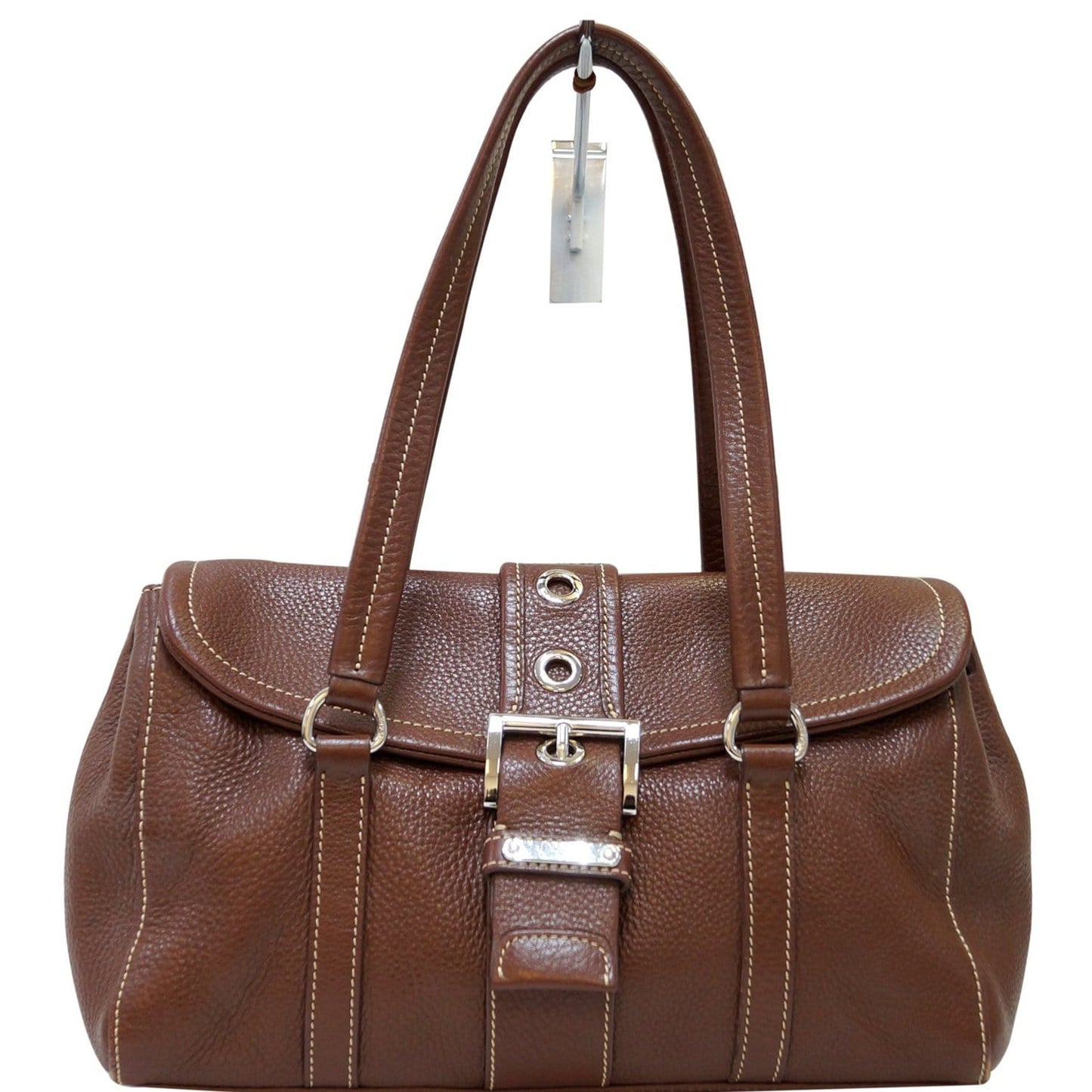 Grommet Shoulder Bag Leather Brown