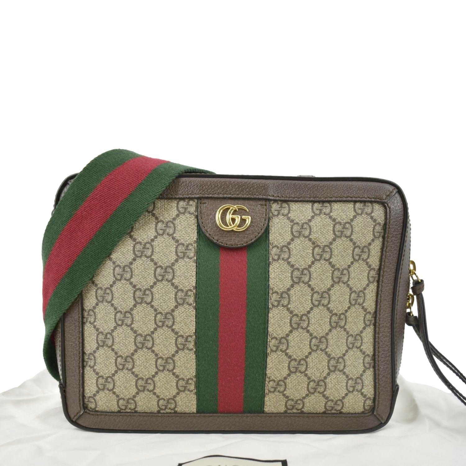 Gucci Ophidia Web Supreme Shoulder Bag Canvas Beige Small 550623