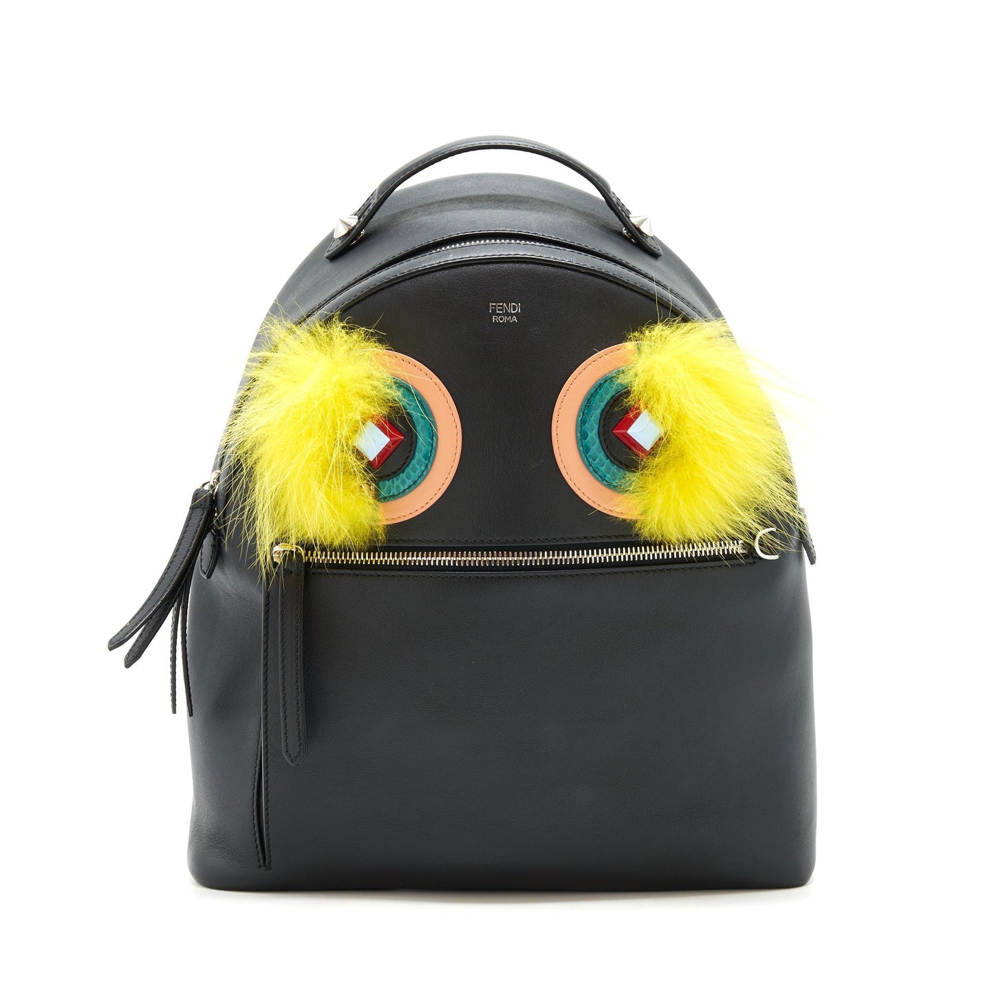 Fendi Monster Backpack Fur Black Yellow