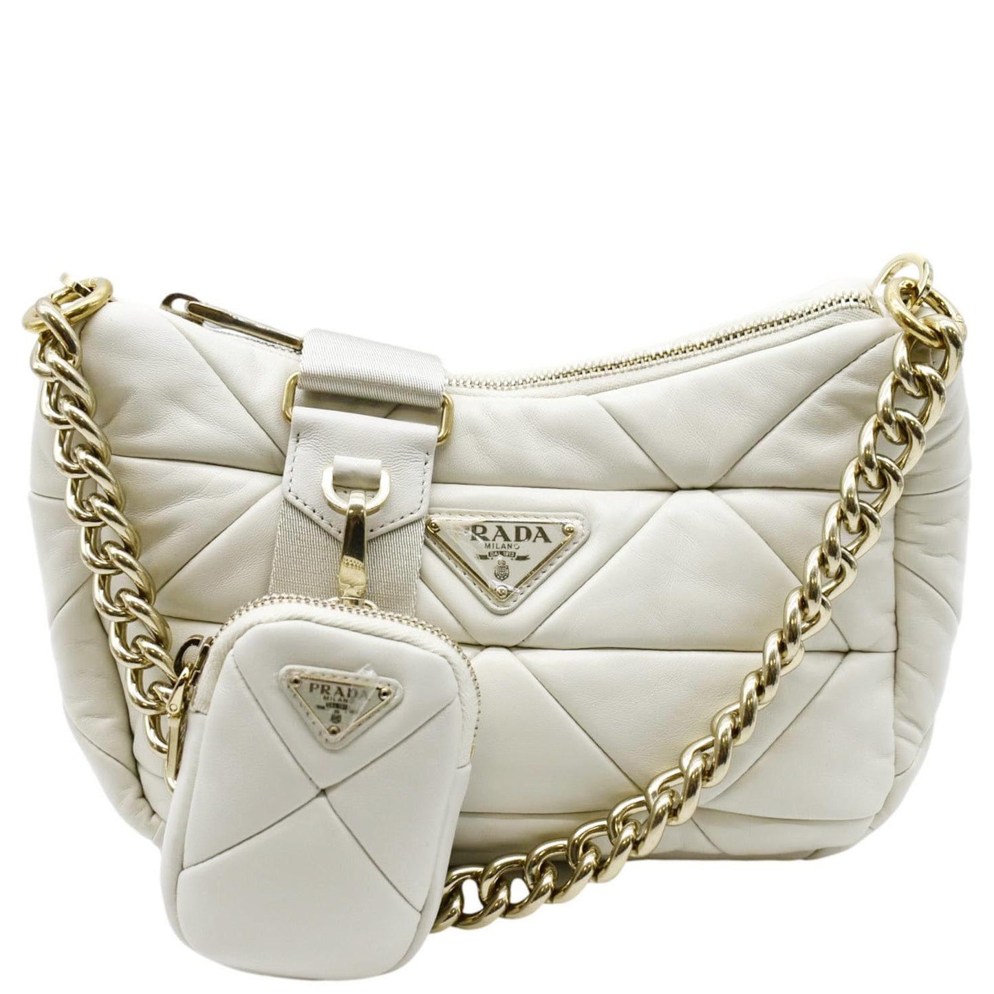Prada Patchwork System Nappa Shoulder Bag Leather White