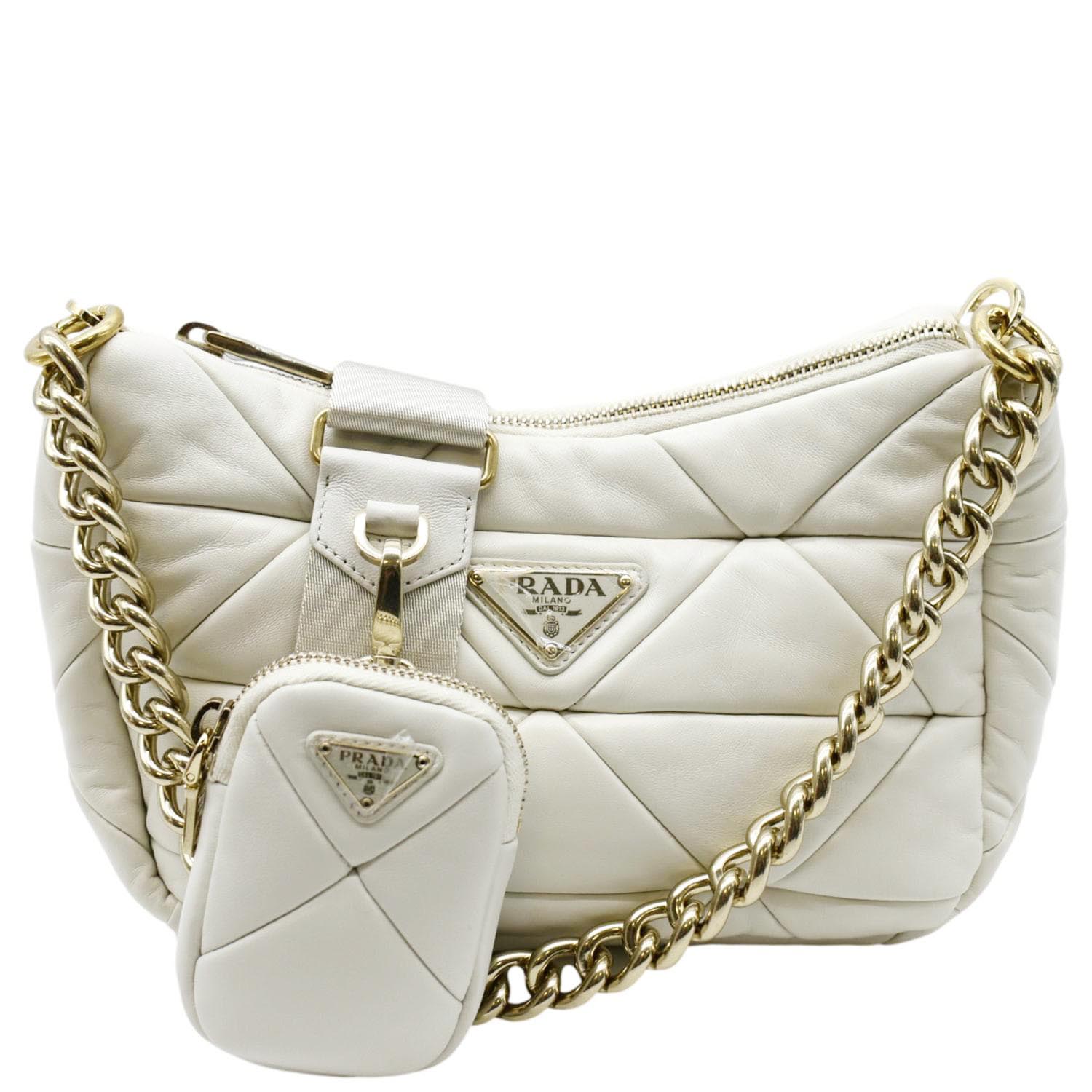 Prada Patchwork System Nappa Shoulder Bag Leather White
