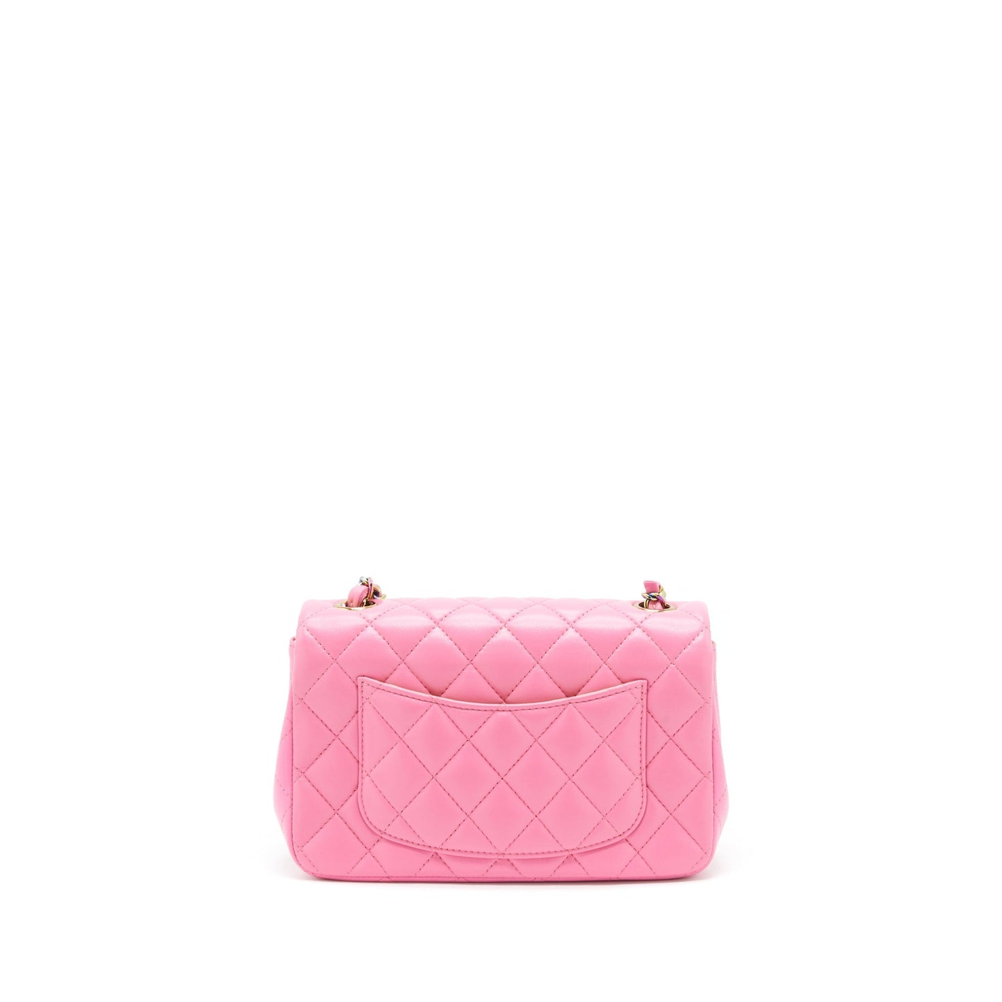 Chanel Rectangular Flap Lambskin Rainbow Hardware Pink Shoulder Bag