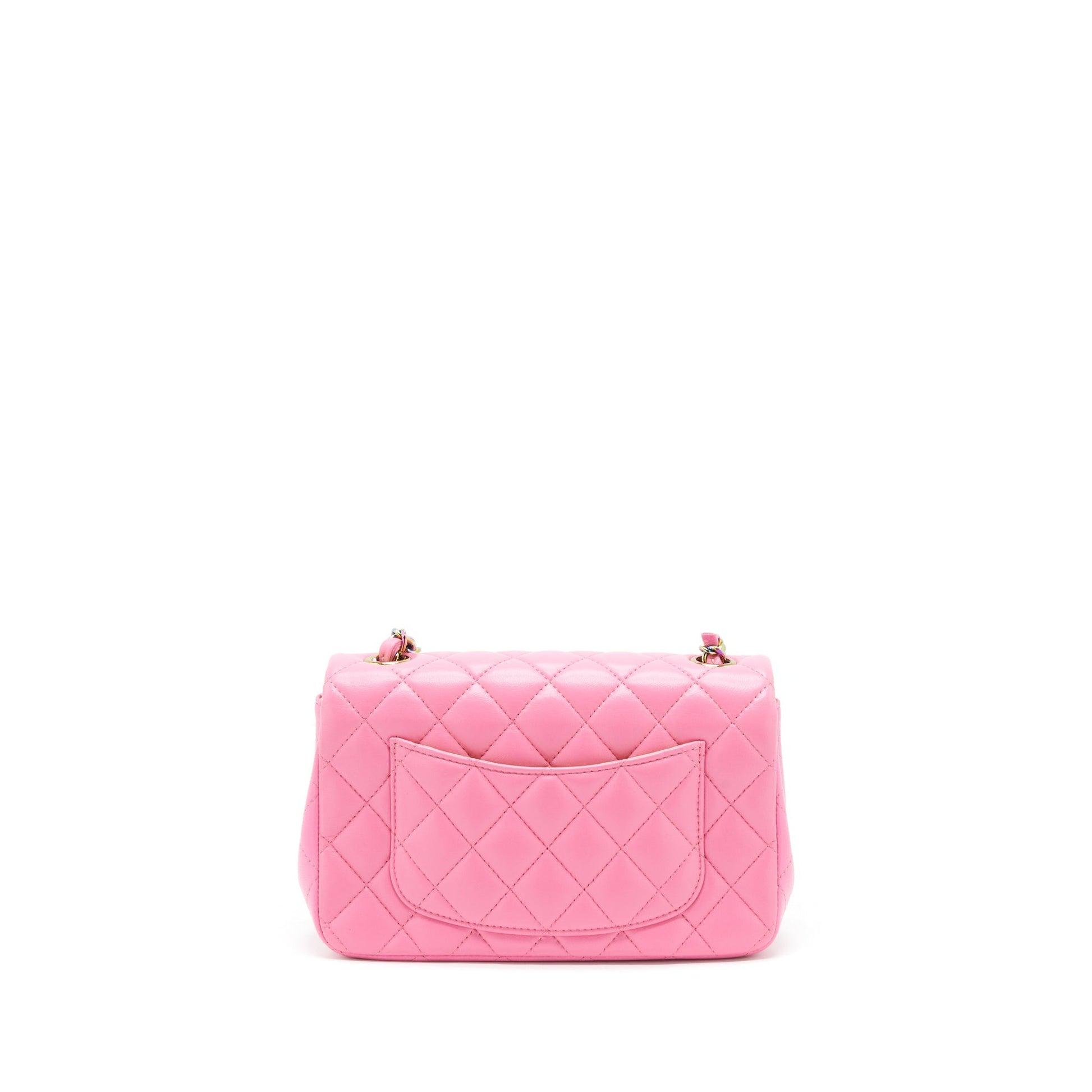 Chanel Rectangular Flap Lambskin Rainbow Hardware Pink Shoulder Bag