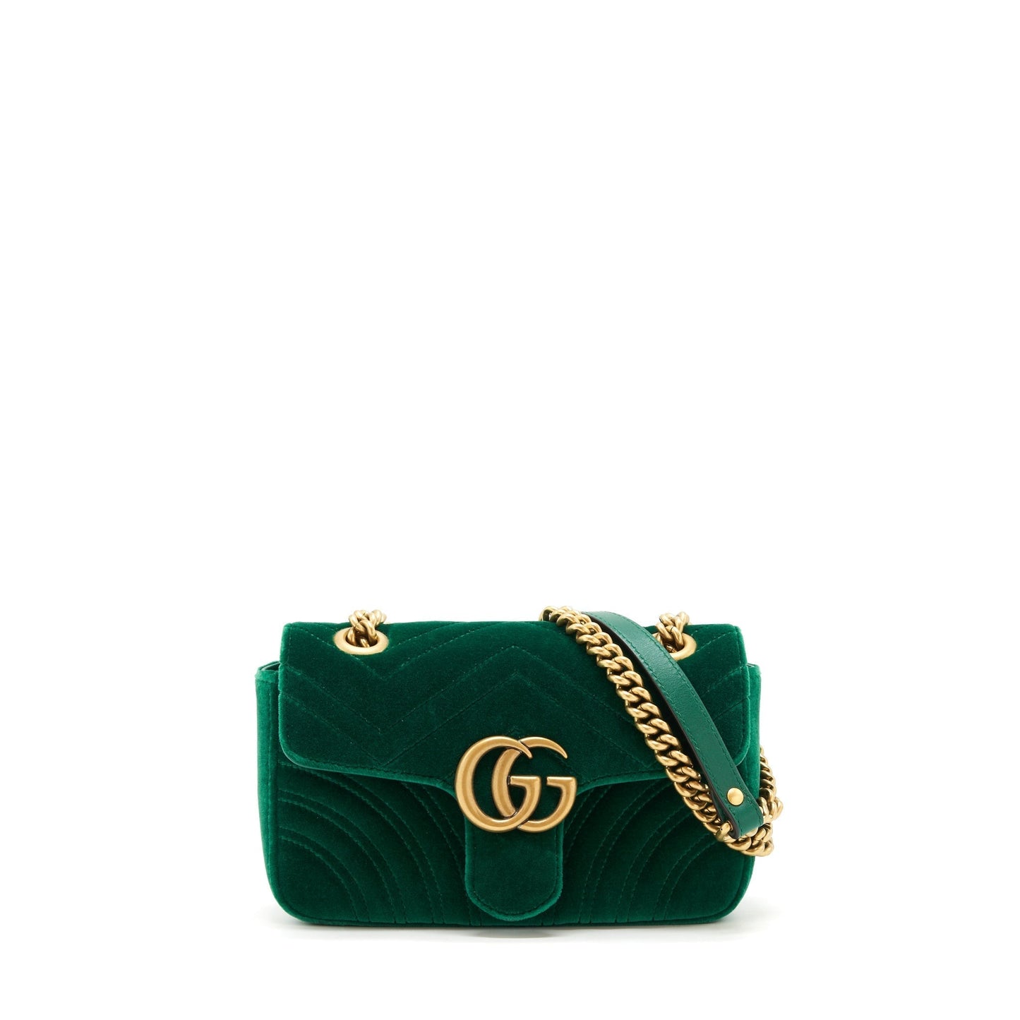 Gucci Marmont Bag Velvet Green Mini Travel Bag Green Ghw