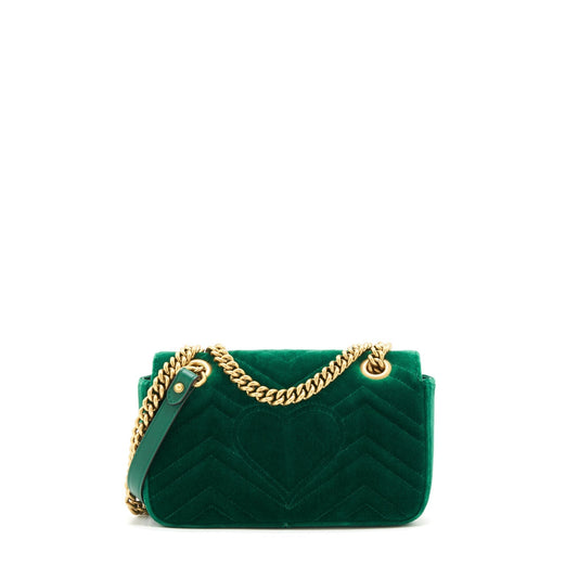 Gucci Marmont Bag Velvet Green Mini Travel Bag Green Ghw