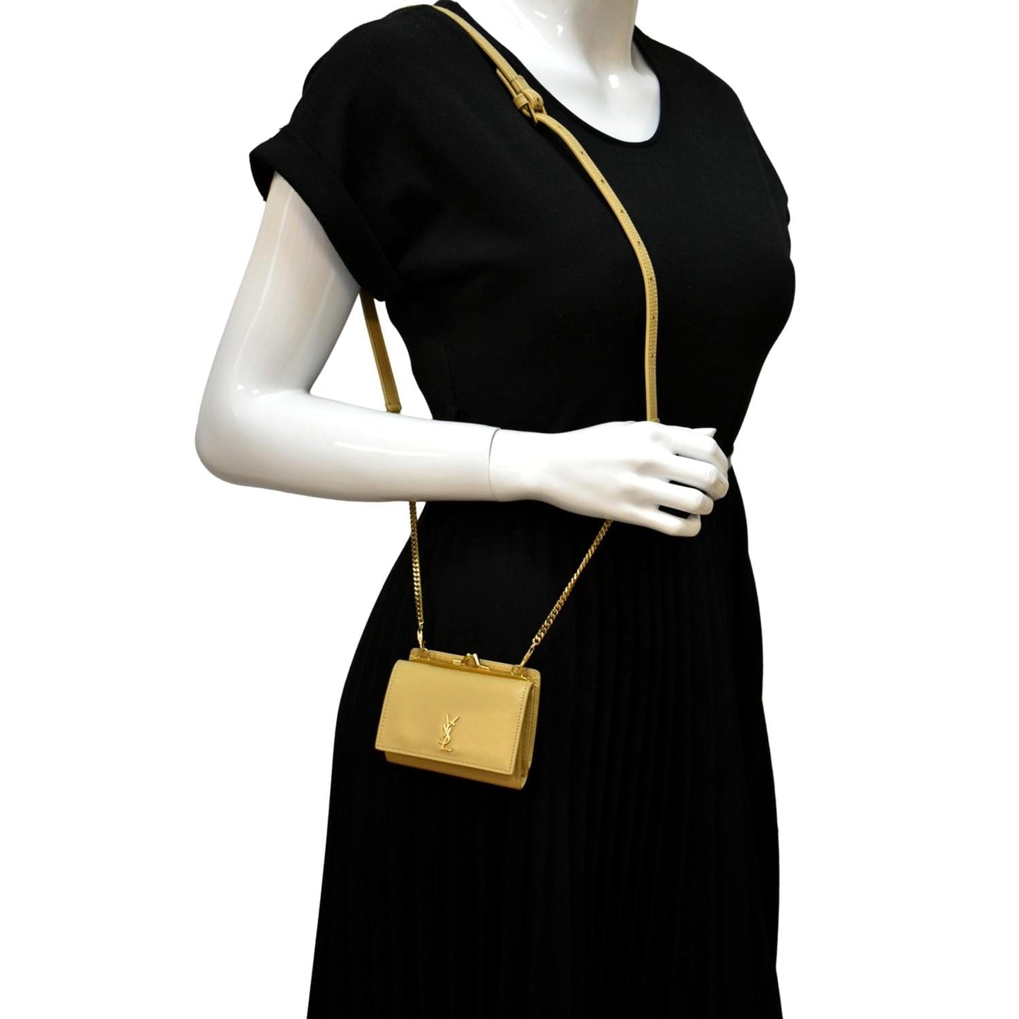 YSL Saint Laurent Saint Rider Smooth Shoulder Bag Leather Beige