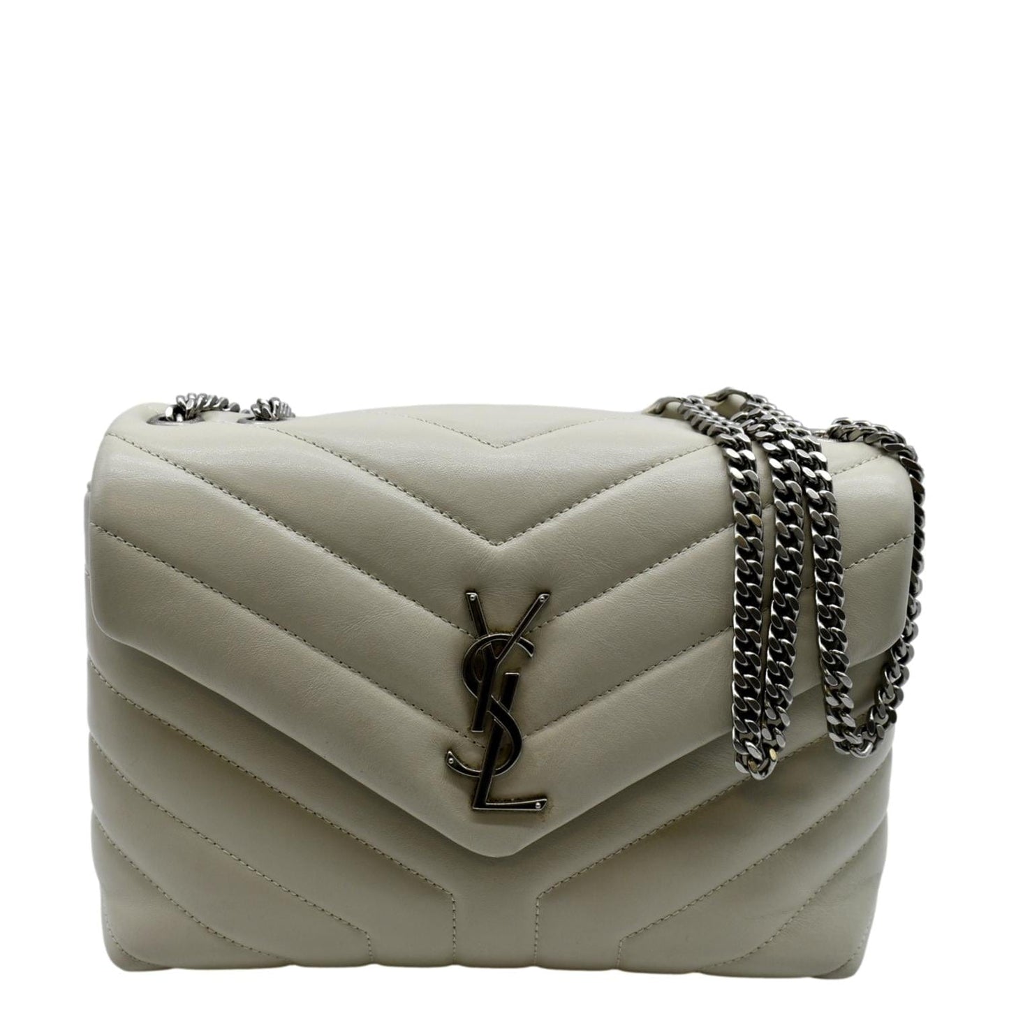 YSL Saint Laurent Saint Loulou Toy Crossbody Bag Ivory Leather Quilted