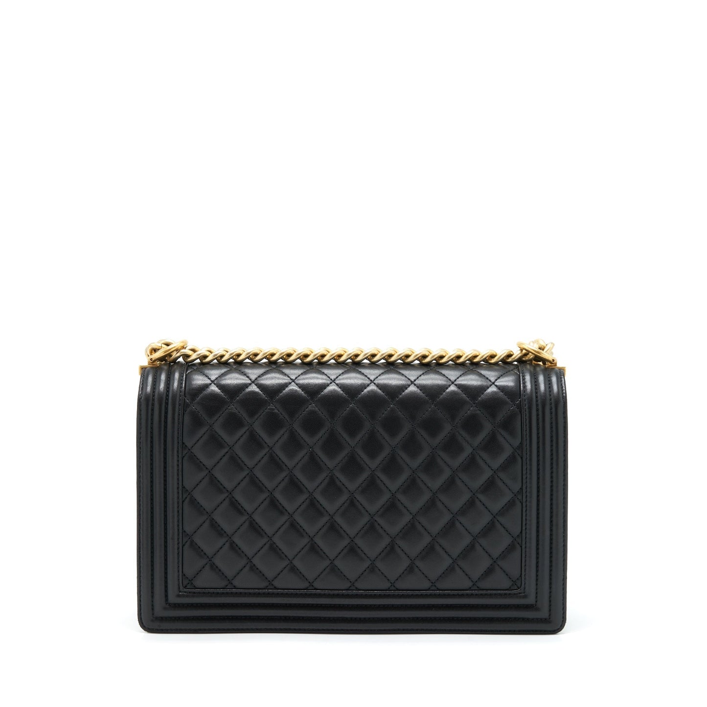 Chanel Boy New 28cm Lambskin Ruthenium GHW Black Handbag