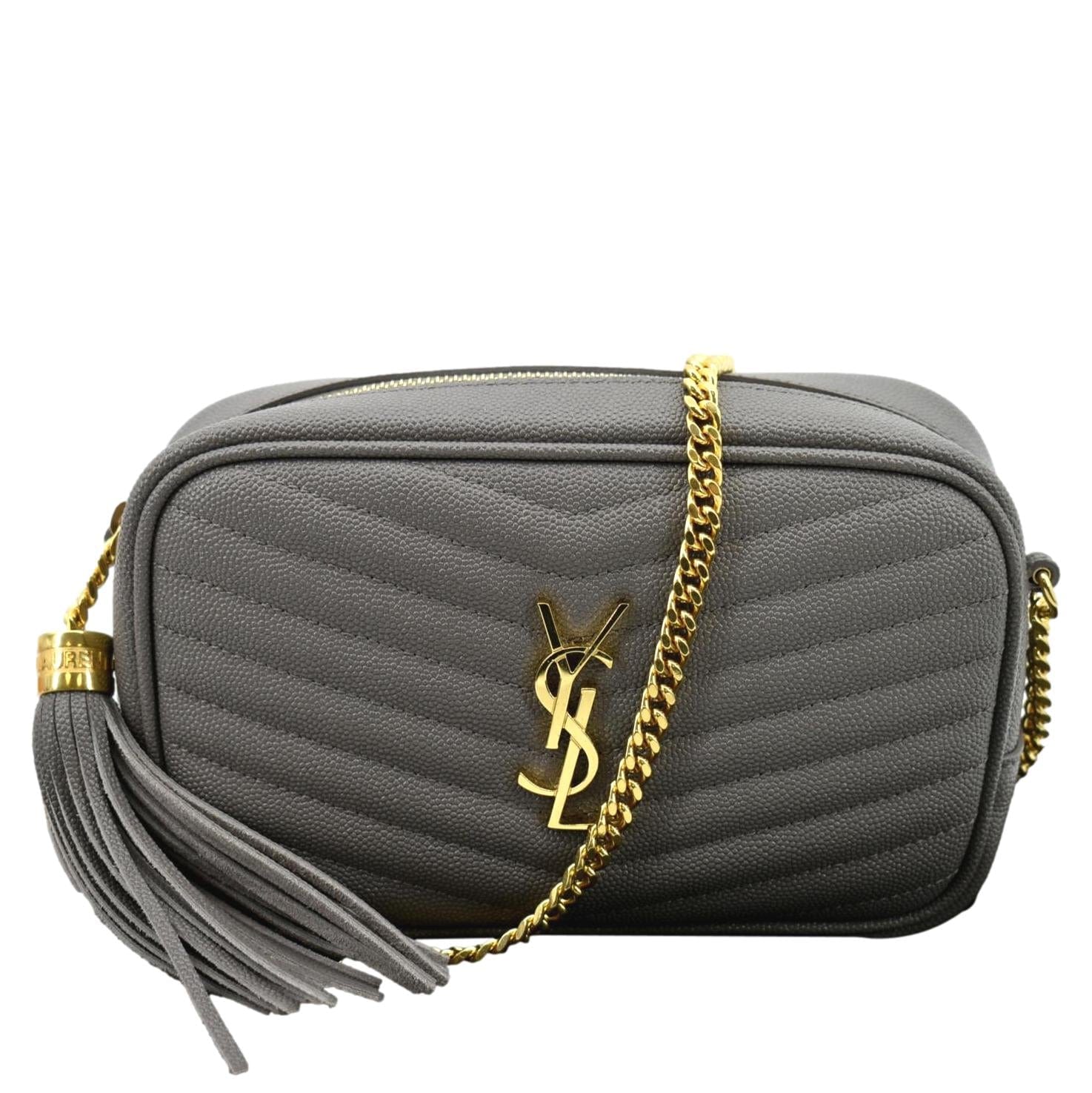 YSL Saint Laurent Saint Lou Chevron Camera Crossbody Bag Storm Leather