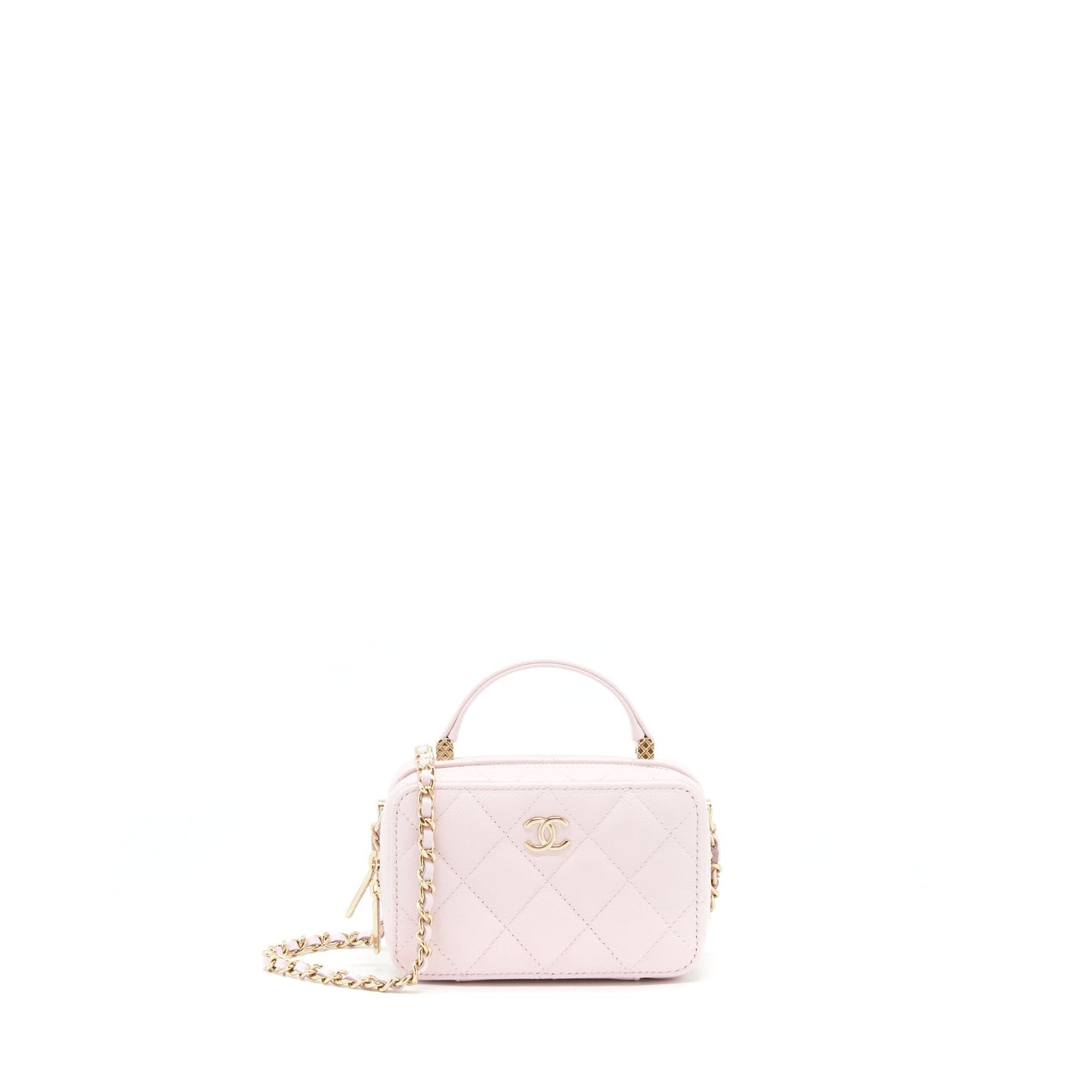 Chanel 22P Top Handle Vanity Caviar Light Pink Mini Bag