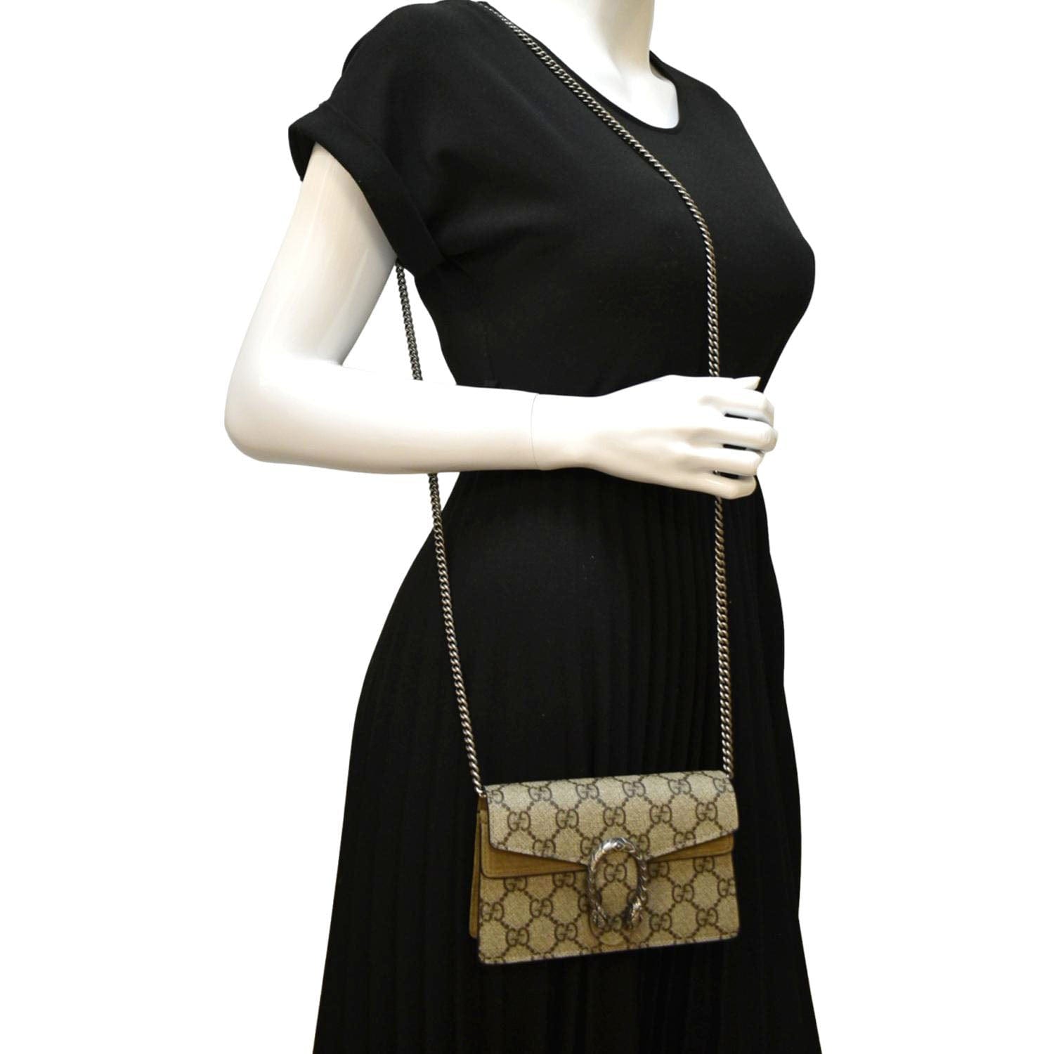 Gucci Dionysus Super Supreme Crossbody Bag Taupe Canvas Mini