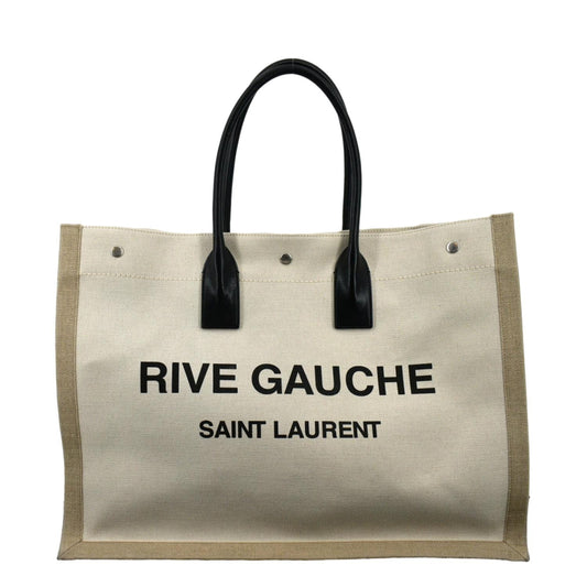 YSL Saint Laurent Saint Rive Gauche Linen Tote Griege Leather Small Tote Bag