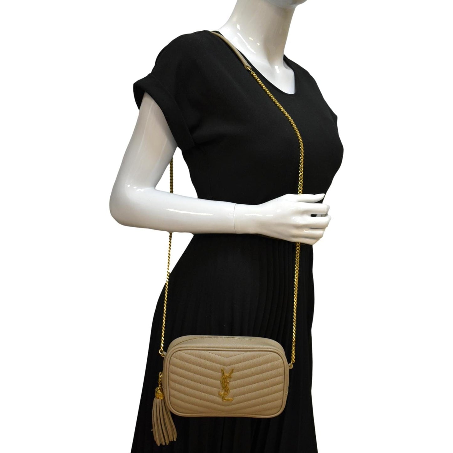 YSL Saint Laurent Saint Lou Grain De Poudre Camera Bag Beige Mini Crossbody Bag