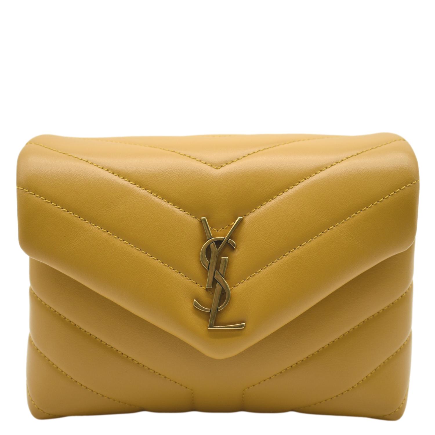 YSL Saint Laurent Yves Loulou Crossbody Bag Leather Yellow Mini