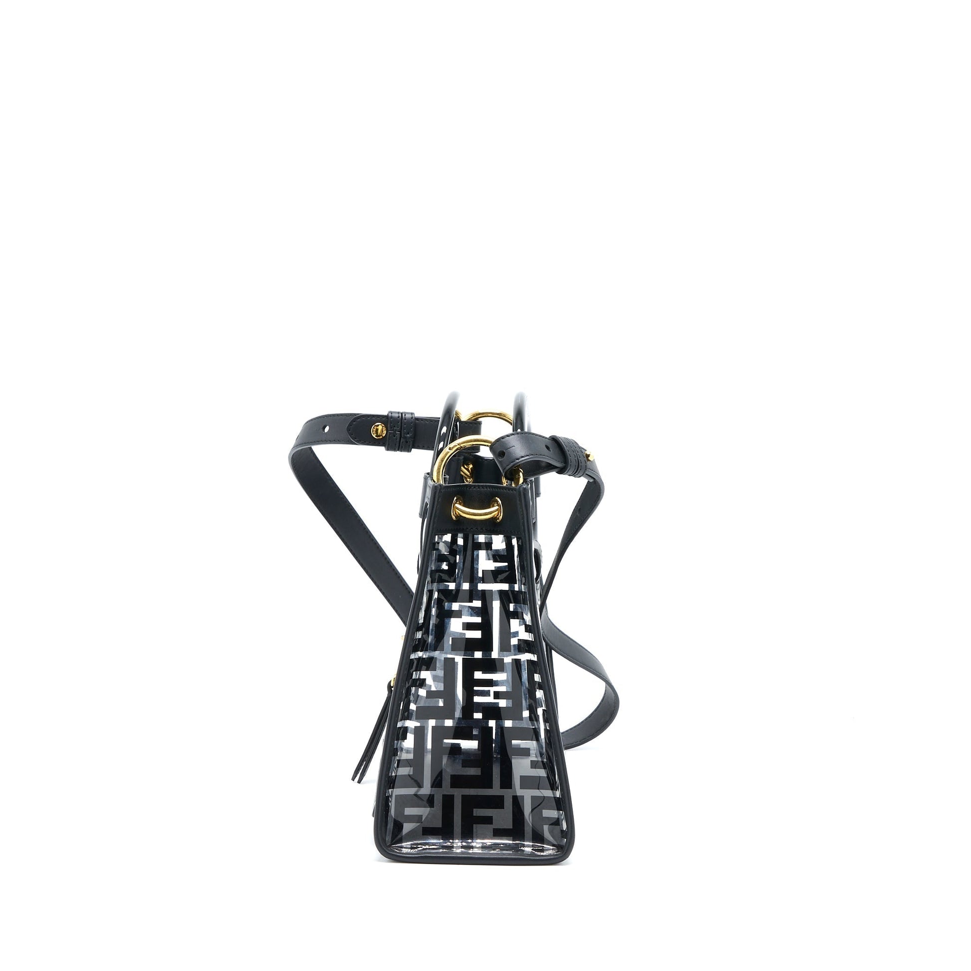Fendi Transparent Runaway Tote Leather Black Small Tote Bag