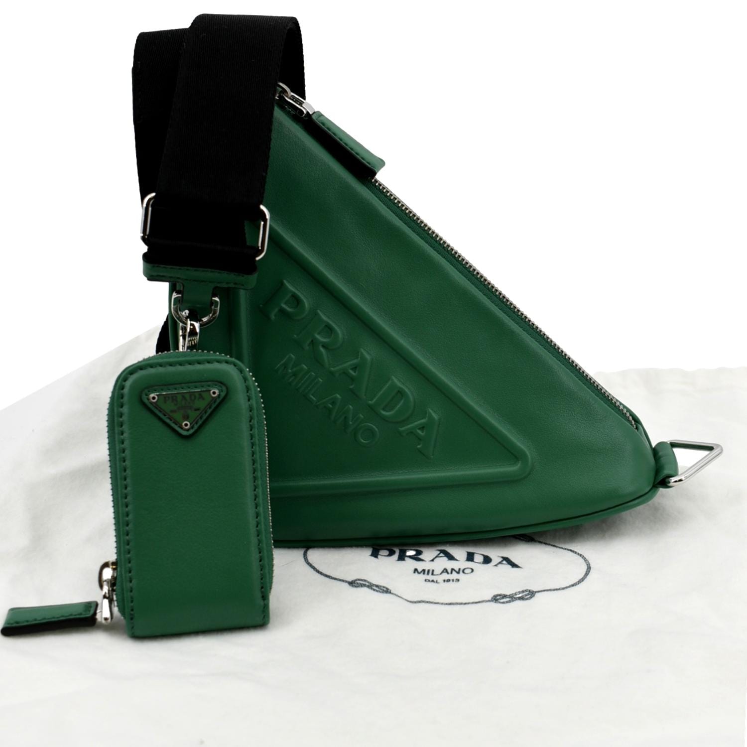 Triangle Shoulder Bag Leather Green