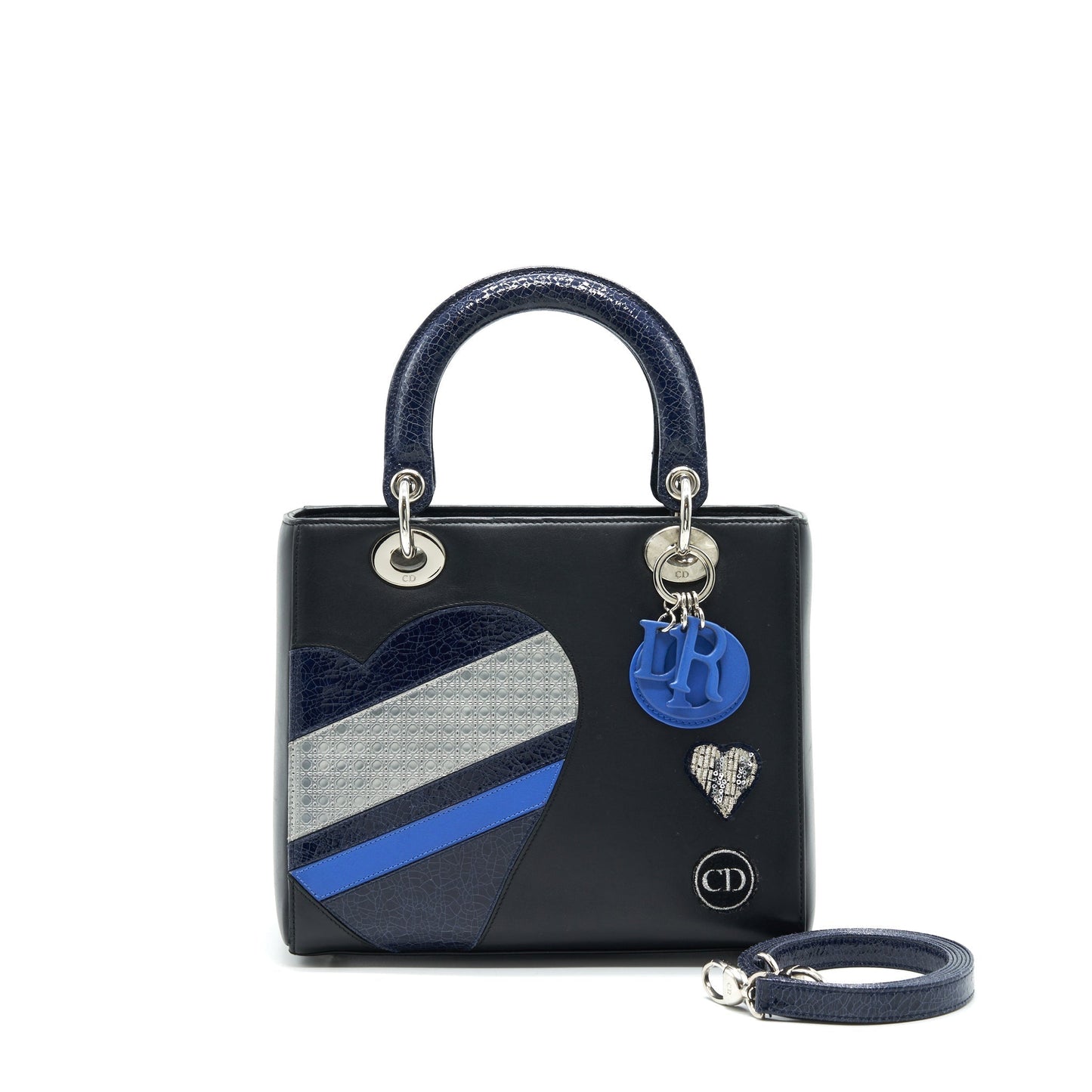 Dior Lady Purse Limited Edition Handbag Black Blue Travel Bag