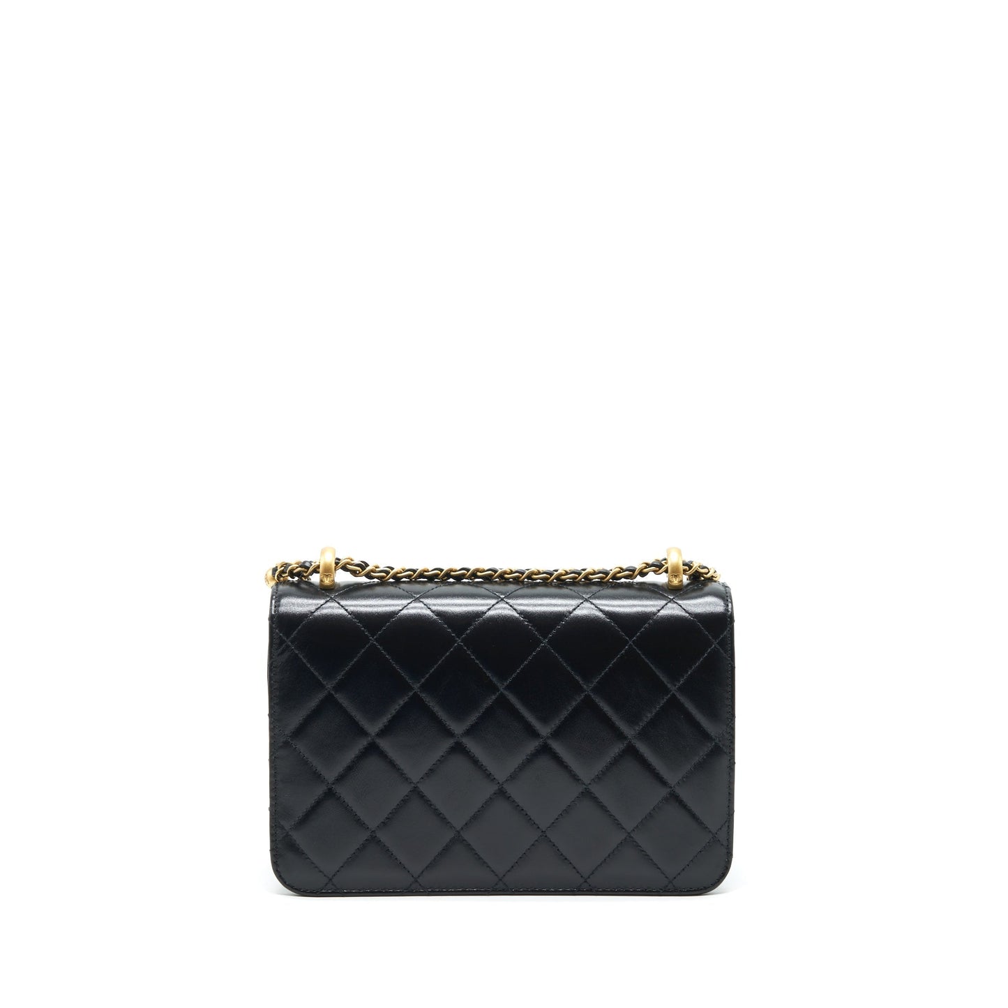 Chanel 21A Crush Flap Calfskin GHW Microchip Black Gold Shoulder Bag