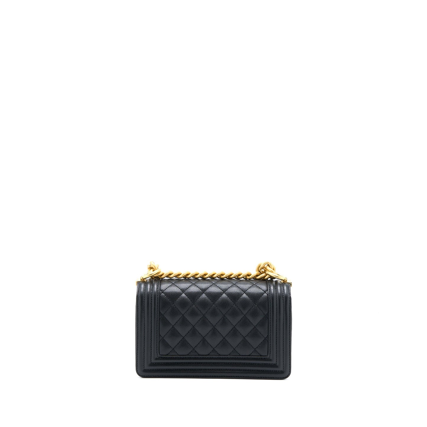 Chanel Boy Caviar Brushed GHW Microchip Black Small Handbag Ghw Microchip