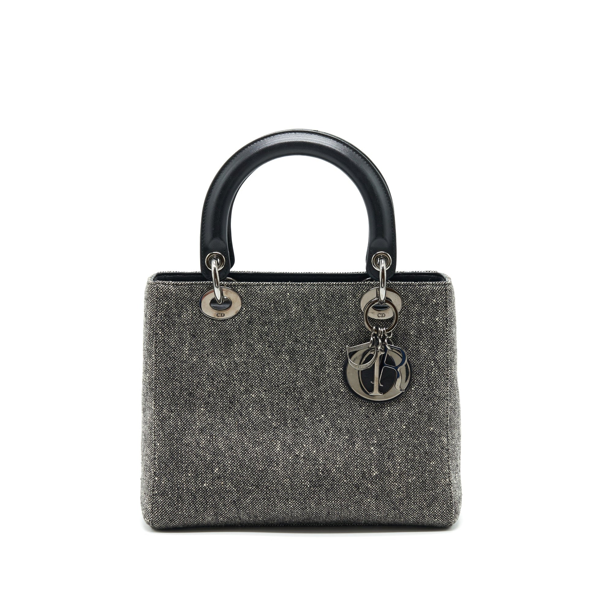 Dior Lady Fabric Dark Grey Handbag Medium Travel Bag