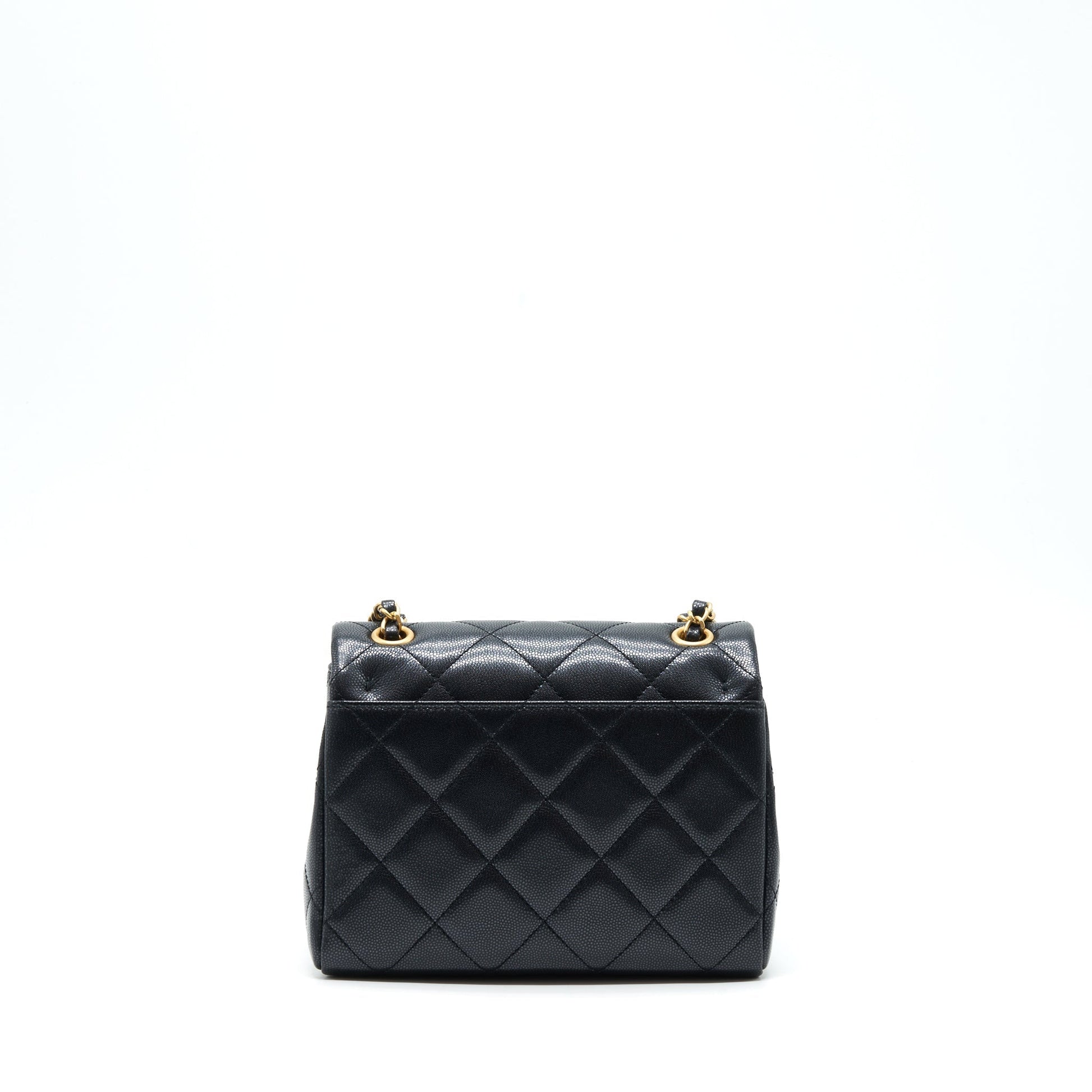 Chanel 22P New Square Flap Caviar Brushed Black Shoulder Bag