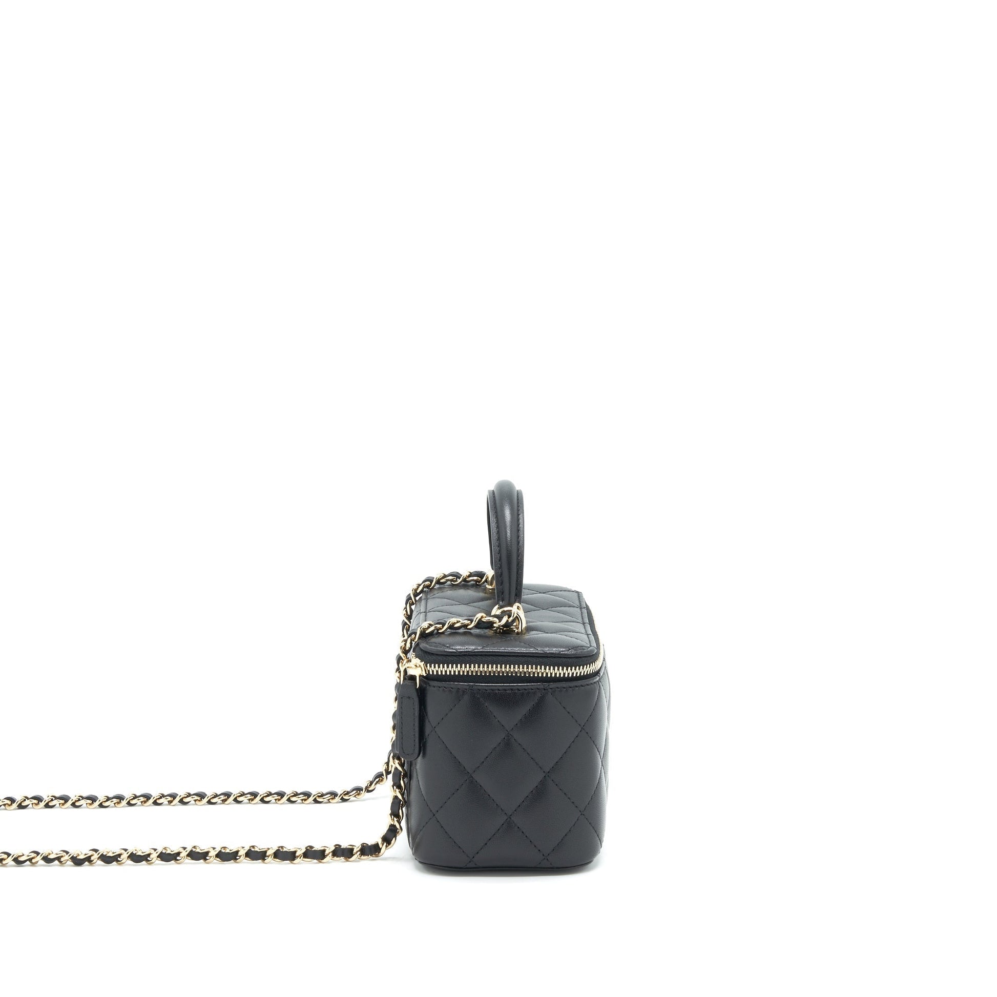 Chanel Top Handle Long Vanity lambskin LGHW Black Handbag