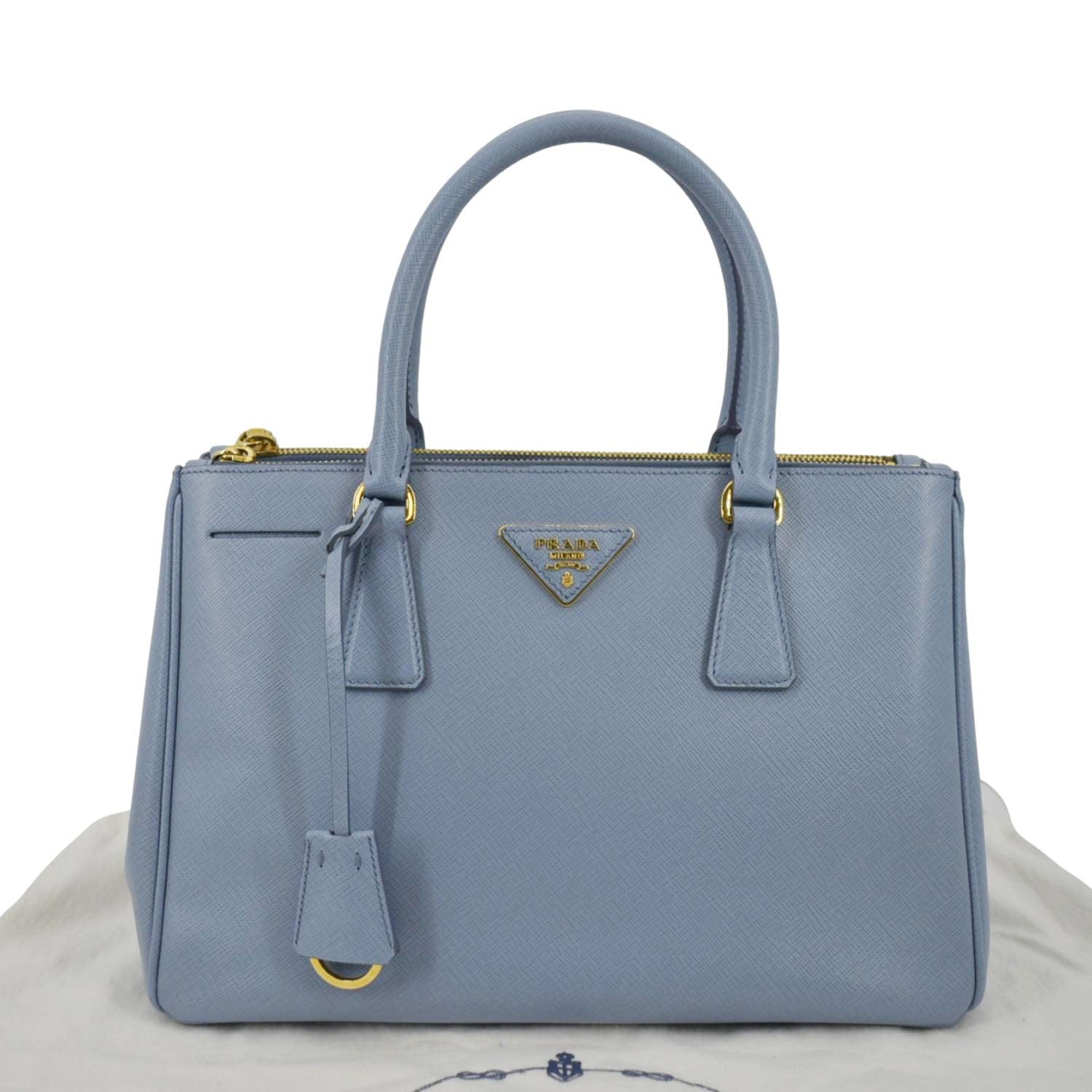 Galleria Double Zip Saffiano Tote Bag Light Leather Blue