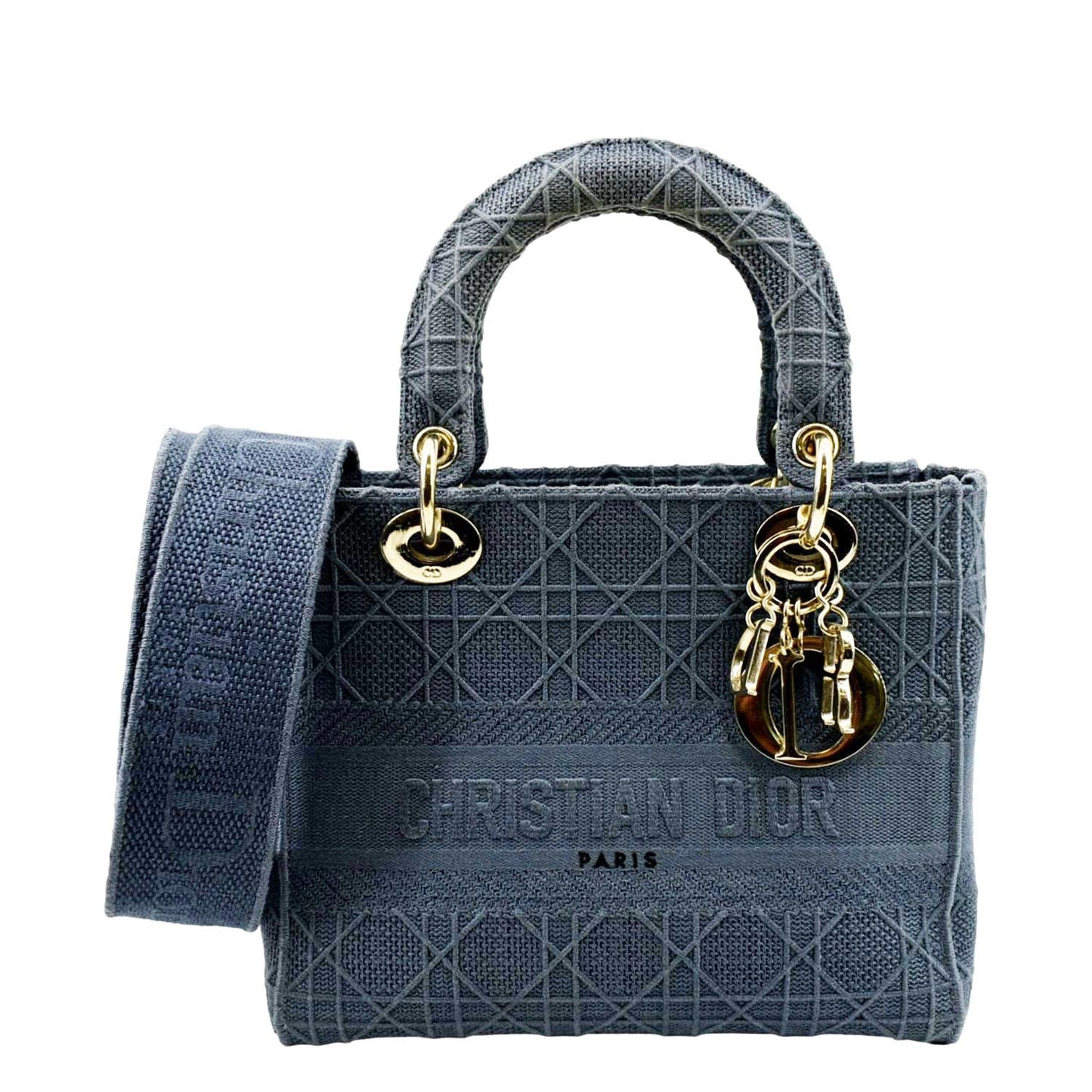 Dior Lady Lite Crossbody Bag Canvas Denim Blue