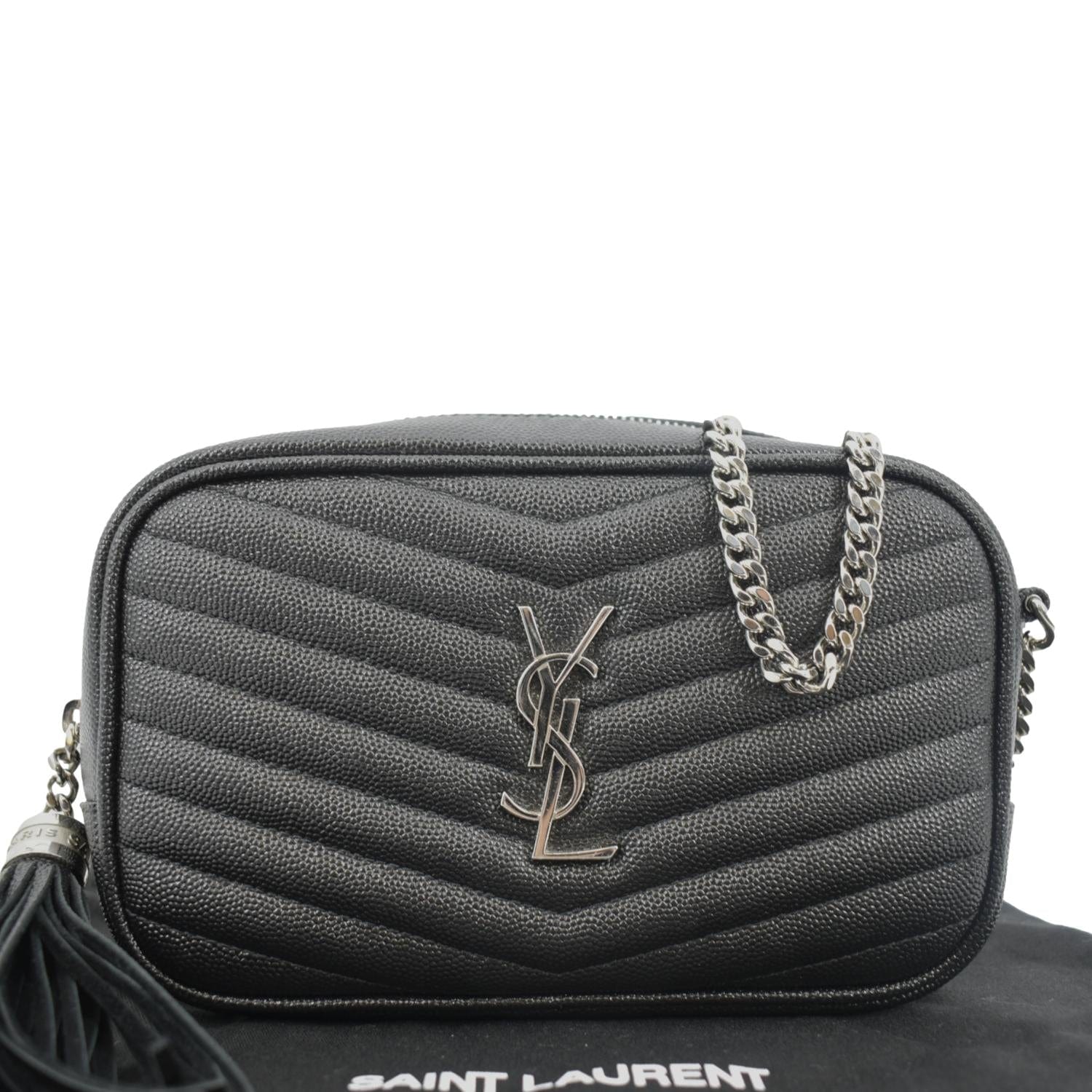 YSL Saint Laurent Yves Lou Chevron Camera Crossbody Bag Leather Black Camera Bag 10