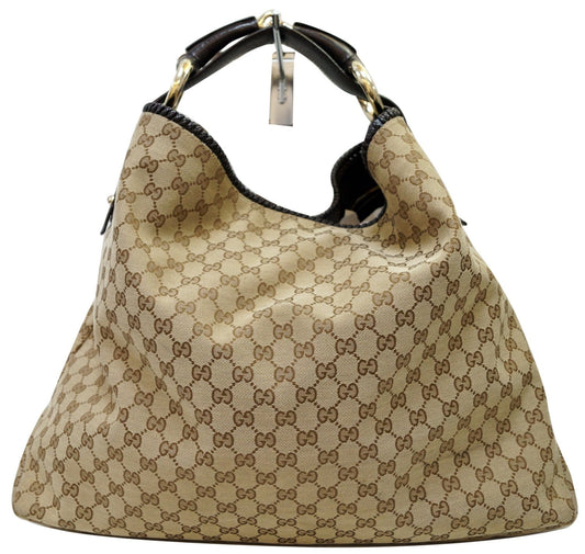 Gucci Horsebit Hobo Bag Canvas Large Travel Bag