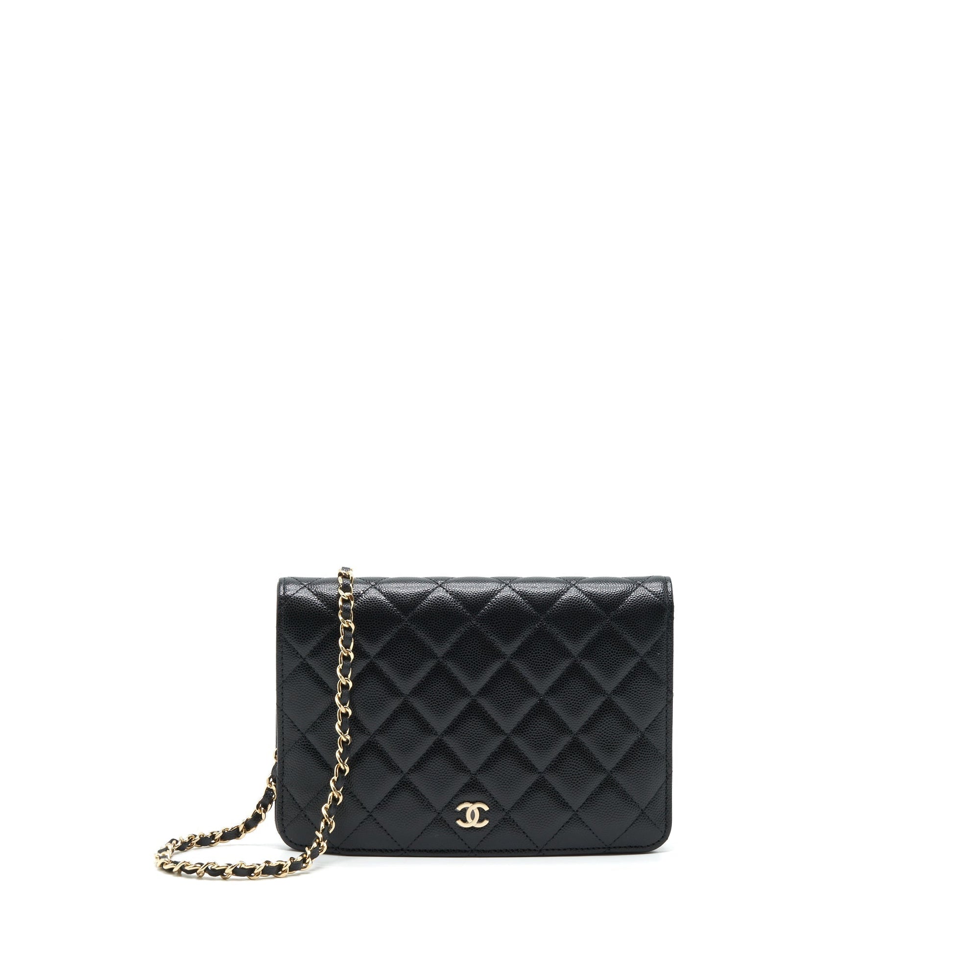 Chanel 22P 2 1 On Caviar LGHW Black Wallet Case