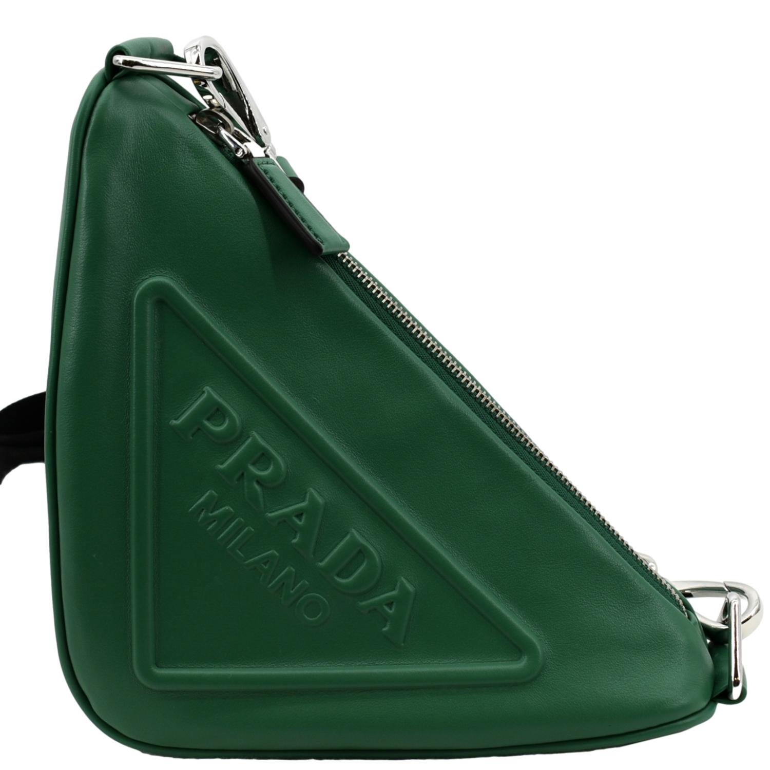 Prada Triangle Shoulder Bag Leather Green