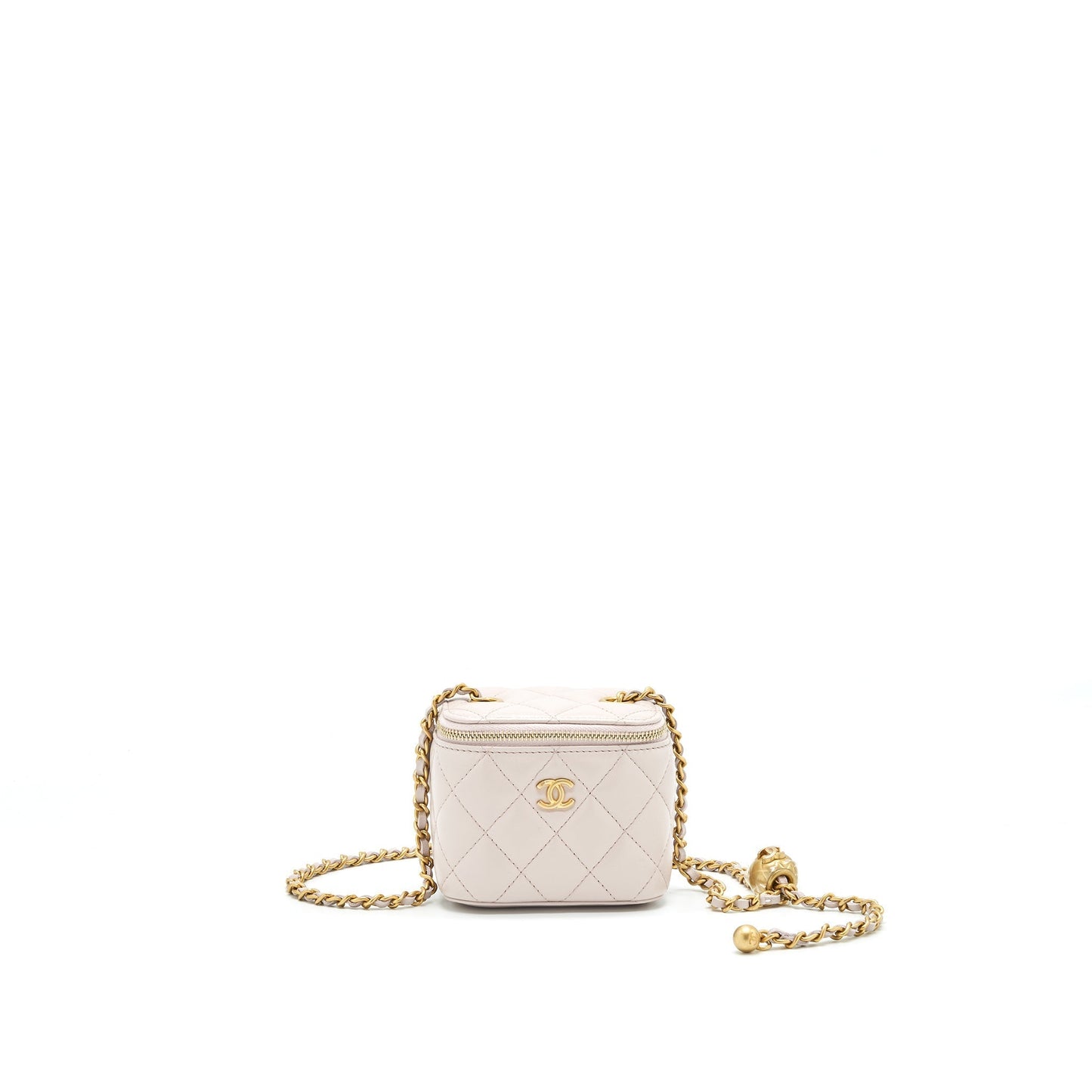 Chanel 21B Lilac Light Purple Pearl Crush Small Handbag With Chain