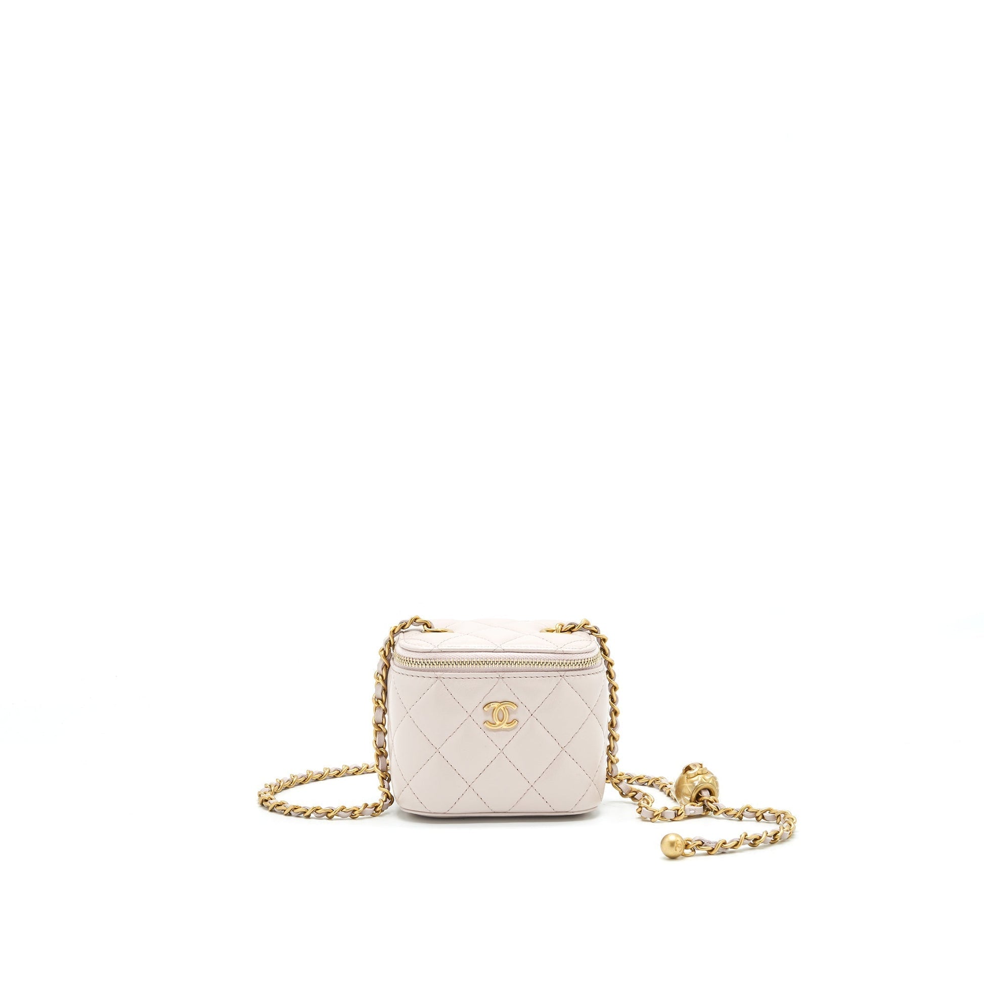 Chanel 21B Lilac Light Purple Pearl Crush Small Handbag With Chain