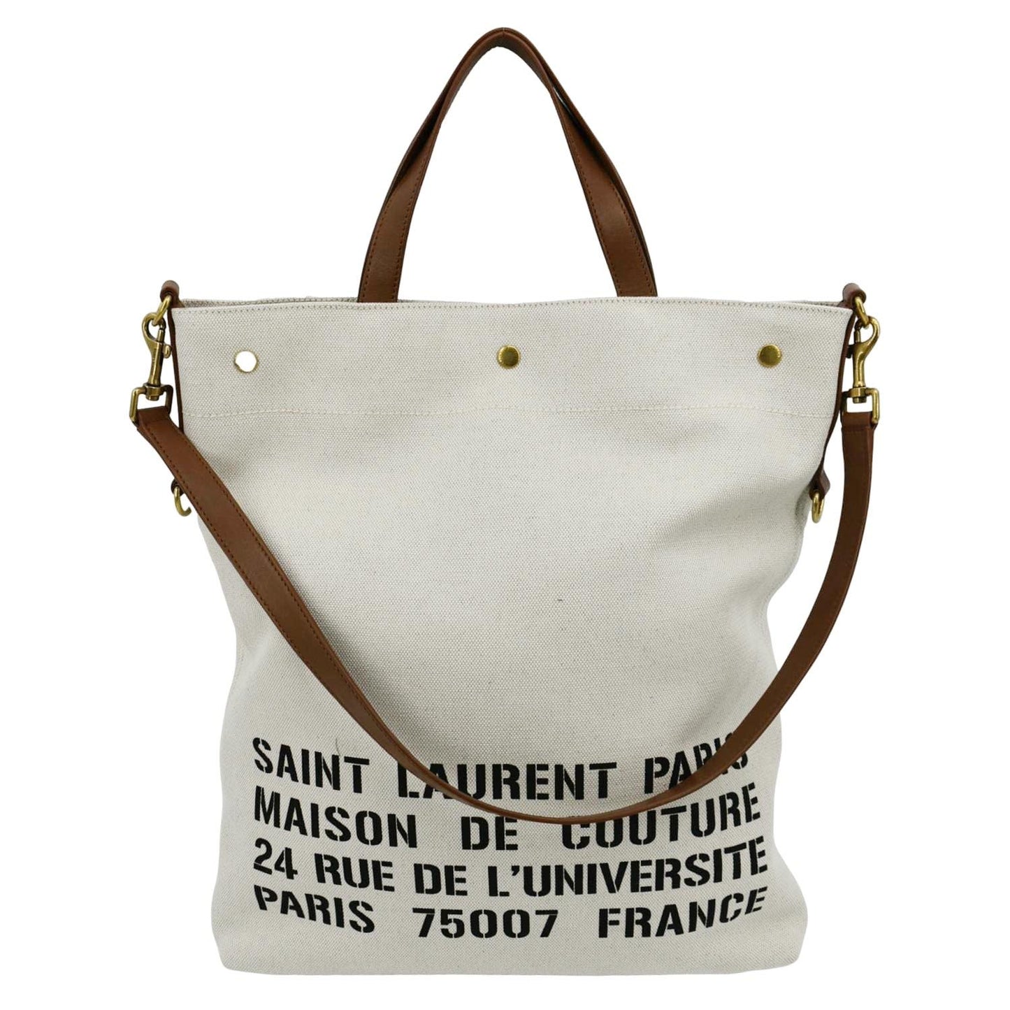 YSL Saint Laurent Saint North South Foldable Smooth Shoulder Bag Leather Canvas