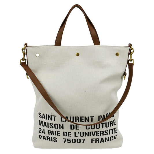 YSL Saint Laurent Saint North South Foldable Smooth Shoulder Bag Leather Canvas
