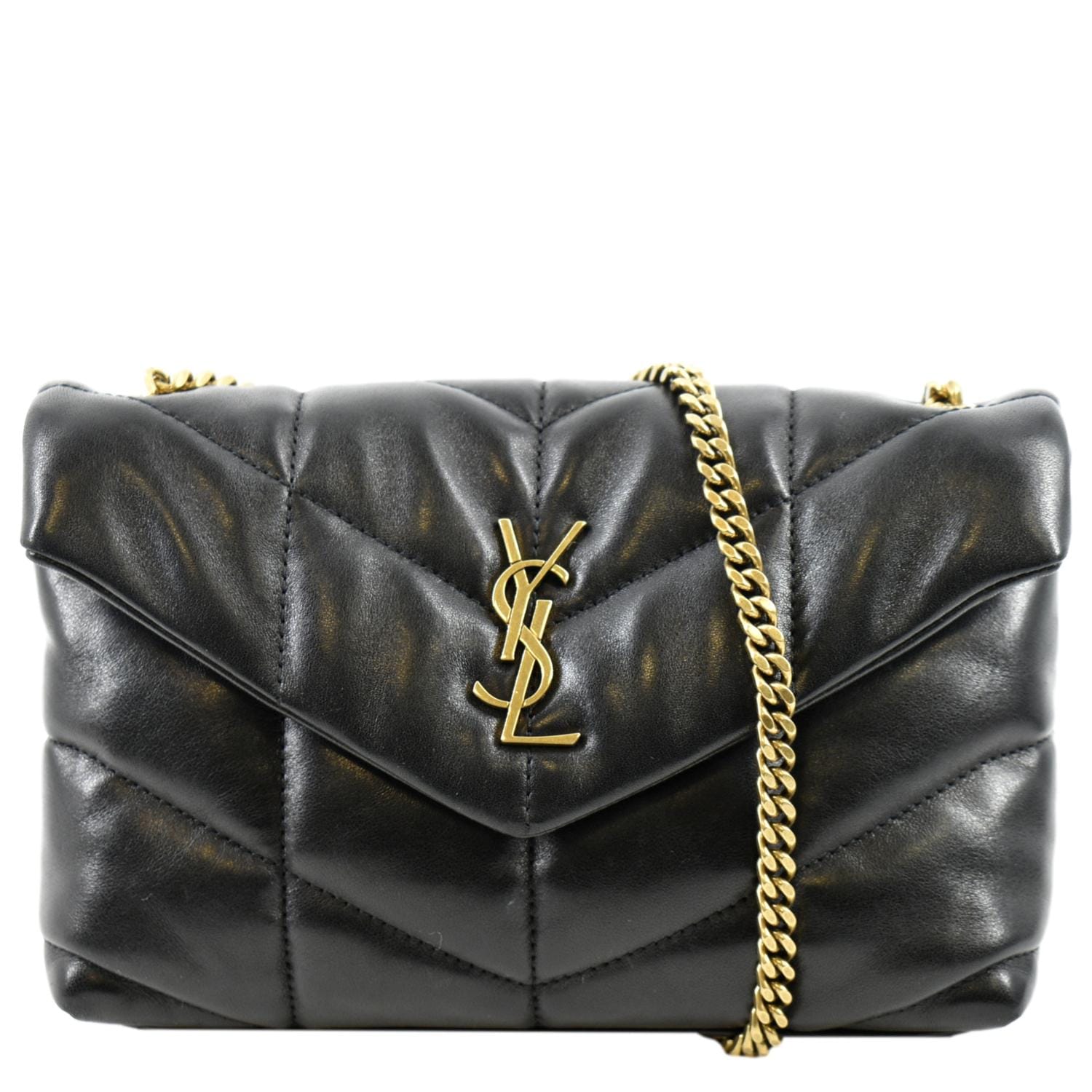 YSL Saint Laurent Yves Loulou Puffer Crossbody Bag Leather Lambskin Quilted